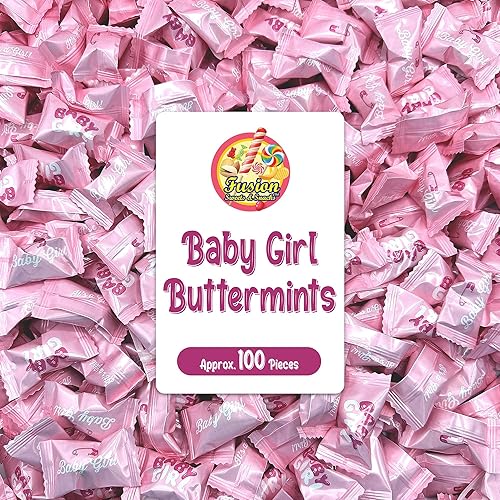 Baby Girl Buttermints - 100 Count - Pink Candy For Baby Shower - Baby Shower Candy - Perfect For Gender Reveal Parties, Hospital Goodie Bags, Welcome