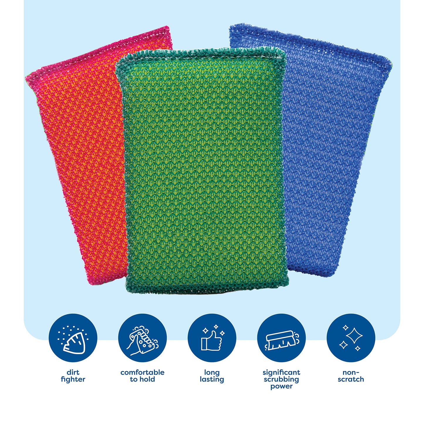 SCRUBIT Multi-Purpose Scouring Pad - Non-Scratch Cleaning Sponges for Pots, Pans, Dishes, Utensils & Non-Stick Cookware - Scrubbing Pads Use