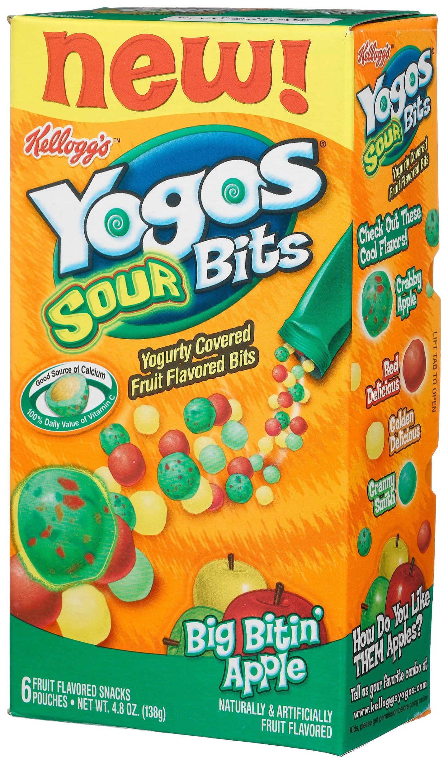 Yogos Sour Bits, Big Bitin' Apple, 6-Count Pouches (Pack of 8)