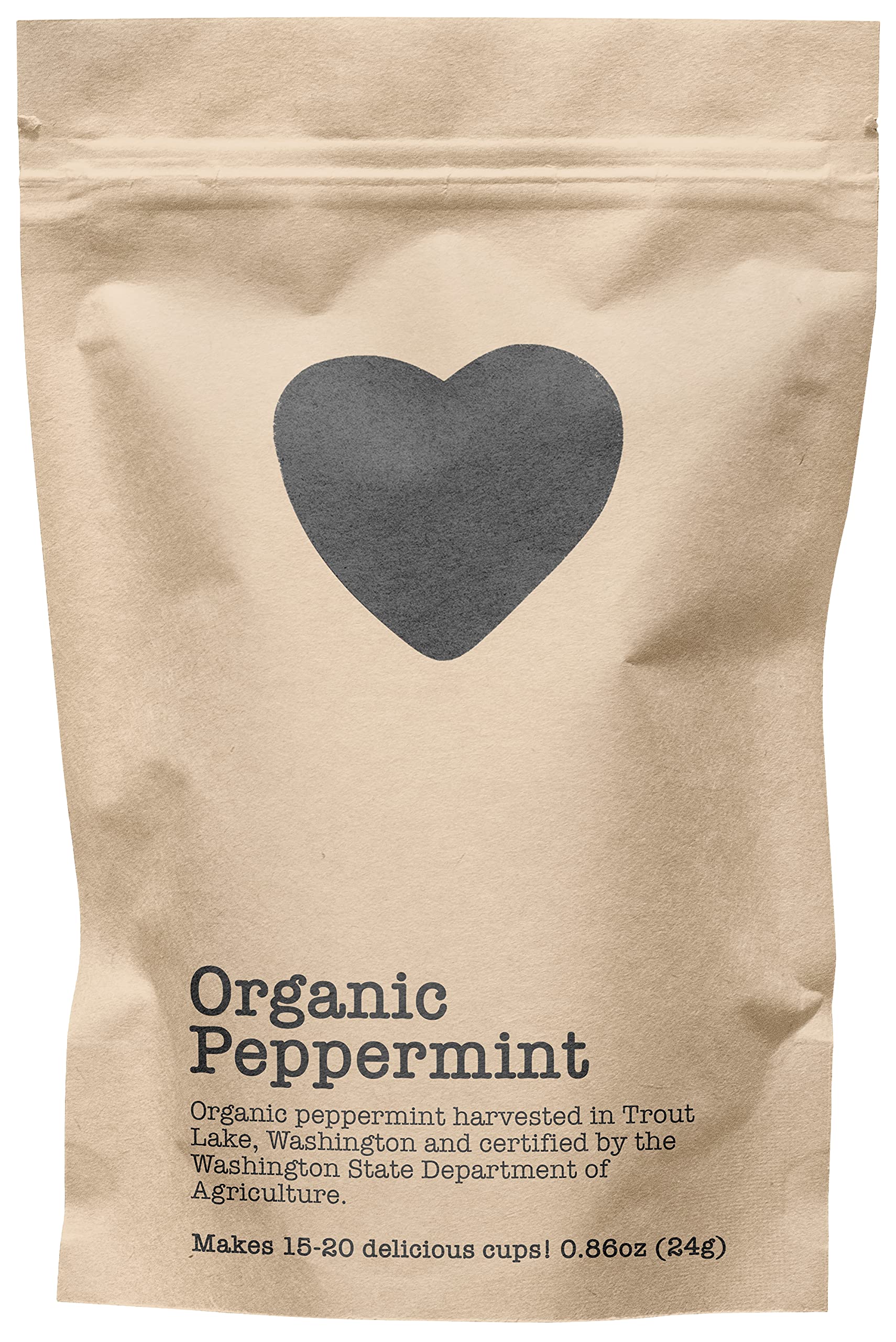 Organic Peppermint, 15-20 Servings, Eco-Conscious Zip Pouch, Caffeine Free, Pure Loose Leaf Tea Grown in America, 0.88 Ounce (Small)