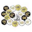 60th Birthday Kisses Stickers, (Set of 324) Chocolate Drops Labels for 60 Birthday, Party Favors Decor for Hershey's Kisses. Made in USA, 9 Designs