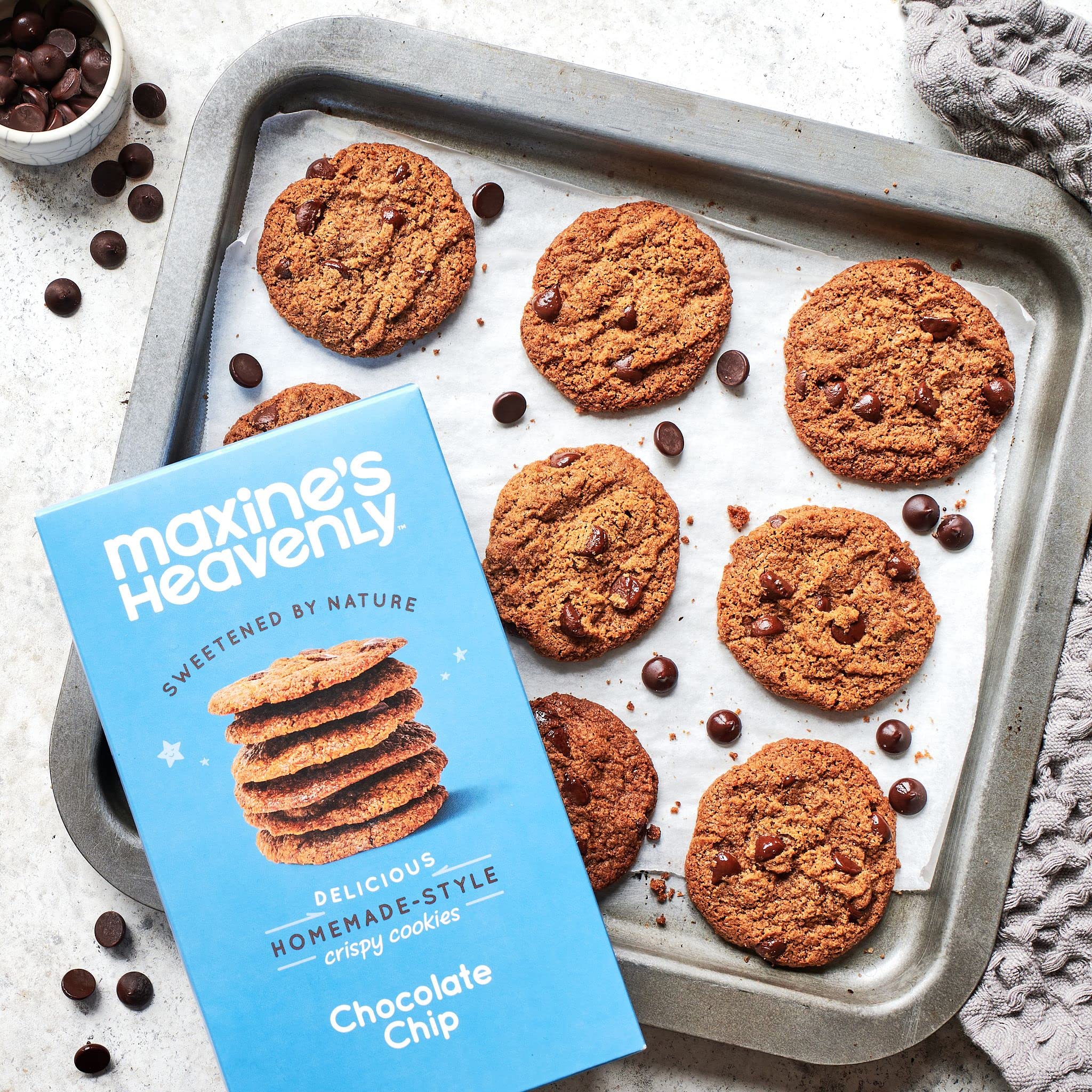 Maxine's Heavenly Crispy Chocolate Chip Cookies | Low Carb, Low Sugar, Vegan Snacks, Plant Based Snack, Kosher, Gluten Free Snack - Healthy Snacks | 2