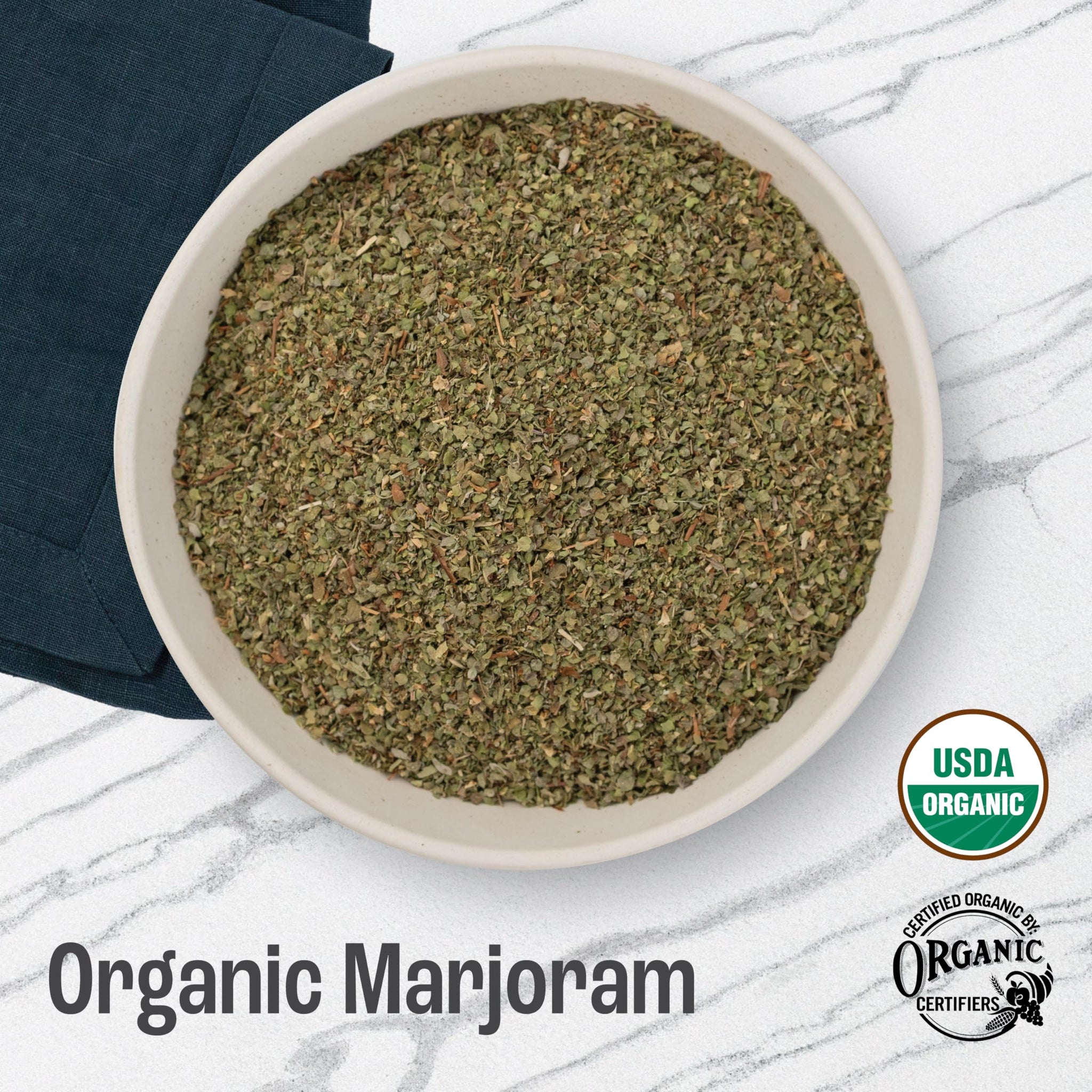 J Mac Botanicals Organic Marjoram (5 oz), dried herb, great for cooking and herbal tea