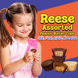 Peanut Butter Cups Assortment, 1 Lb Bulk, Individually Wrapped Milk, Dark and White Chocolate Miniatures, Variety Party Pack for Parties, Gifts