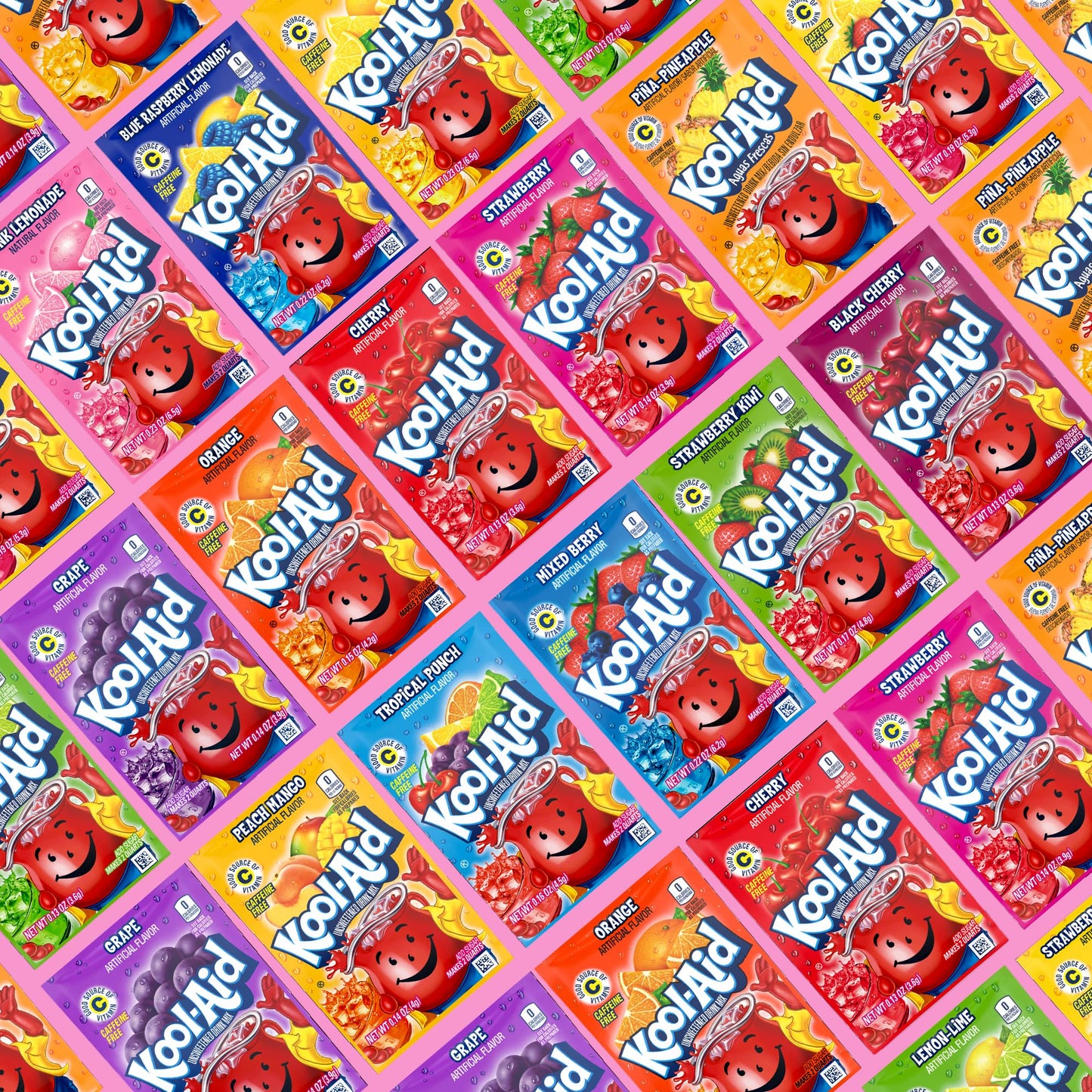 Classic Drink Mix Packets Variety 45 Pack- Includes 3 Mix Packets Each of 15 Flavors- Cherry, Lemonade, Orange, Tropical Punch, Black Cherry, Peach