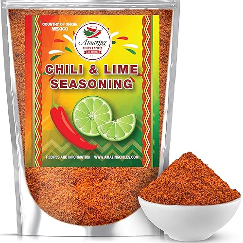 Chili Lime Seasoning, 8 oz. Fresh Natural Peppers and Sea Salt with Lime. Tangy Citrus Flavor With Mild Heat, Pairs with Fruit, Veggies, Seafood, or