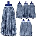 Kleen Handler Wet Mop Replacement Head - Heavy Duty Cotton Blend, Screw-On Mop Refills with Plastic Socket, Fits Standard Threaded Handles, Commercial