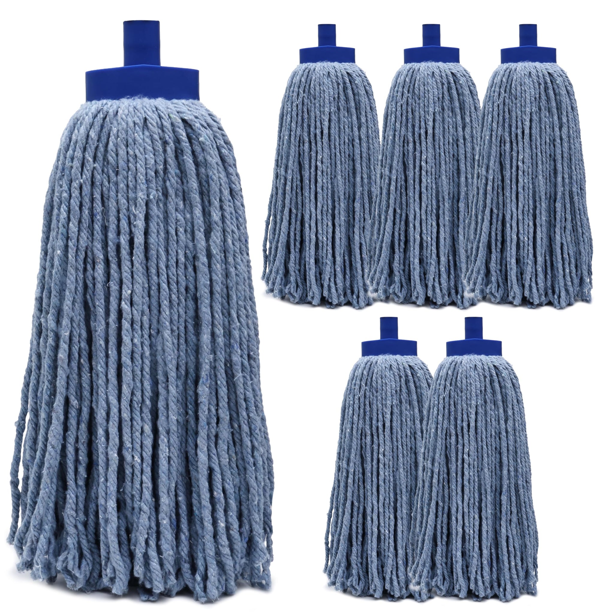 Kleen Handler Wet Mop Replacement Head - Heavy Duty Cotton Blend, Screw-On Mop Refills with Plastic Socket, Fits Standard Threaded Handles, Commercial