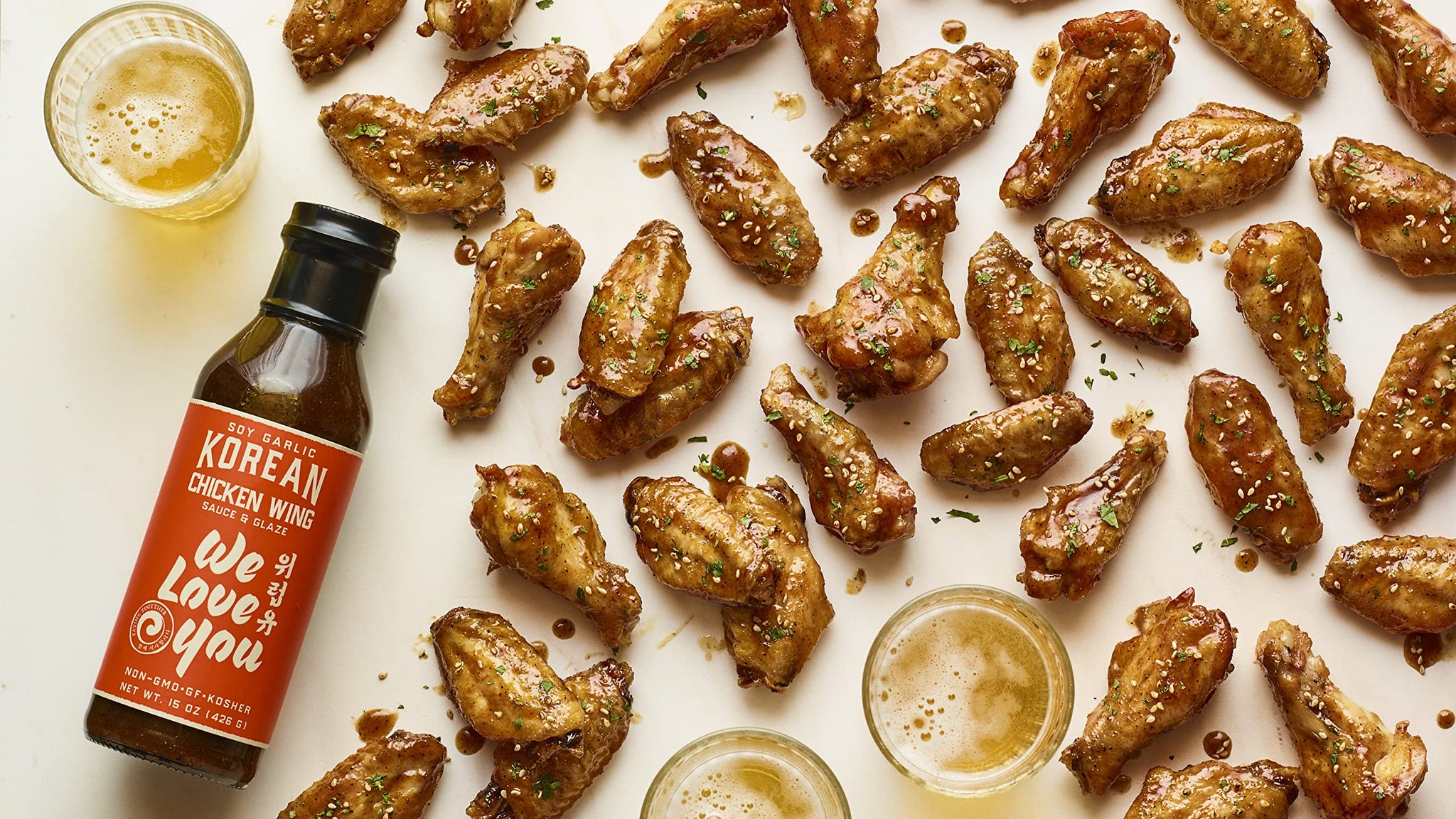 Soy Garlic Chicken Wing Sauce & Glaze Gluten-free, Non-GMO, Vegan, OU Kosher 15oz (pack of 1)