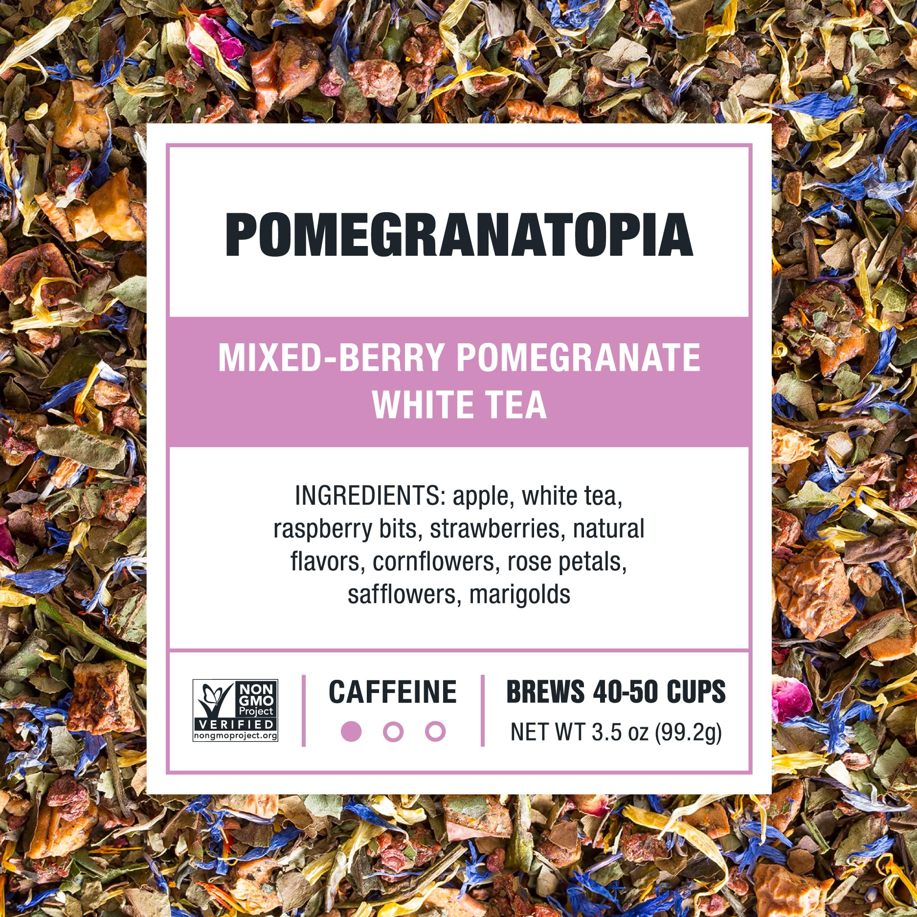 Tiesta Tea Pomegranatopia - Premium Loose Leaf Mixed-Berry Pomegranate White Tea | Low-Caffeine Blend | Hot & Iced | 3.5 Ounce Refillable Tin | Brews