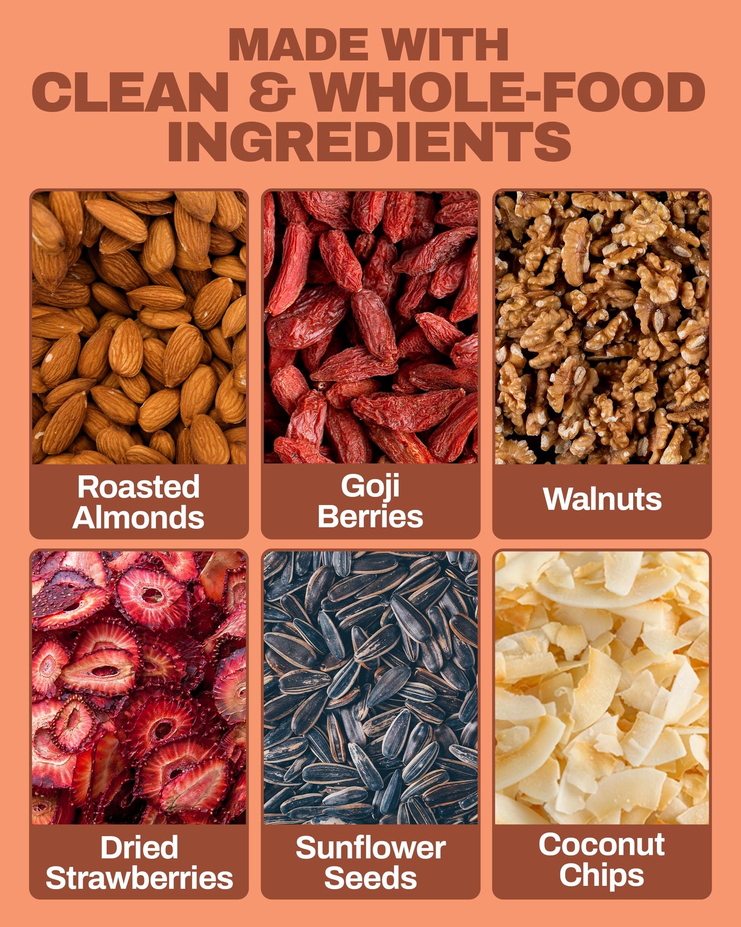 SteadyCrunch Morning Balance Trail Mix - Non-GMO & Vegan Healthy Fruit Snacks - Walnuts, Roasted Almonds, Strawberry & Goji Berry Snack Packs