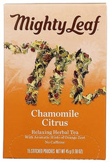 Mighty Leaf Tea, Herbal Whole Leaf Tea Bags - Chamomile Citrus - Caffeine Free - Blended with Orange & Lemongrass - 15 Count