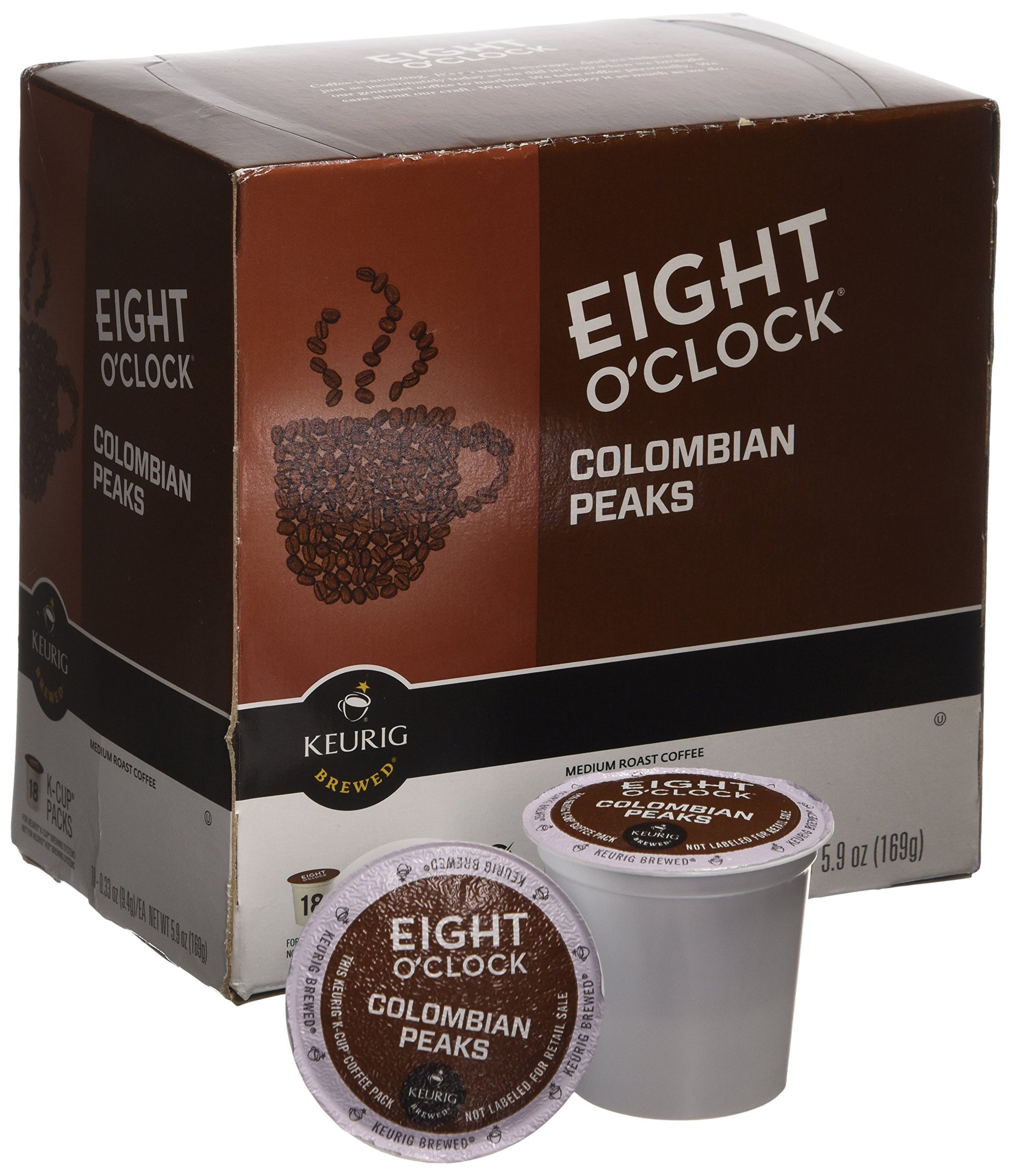 Eight O'Clock Colombian Peaks Medium Roast Coffee K-Cup Packs - 18 CT