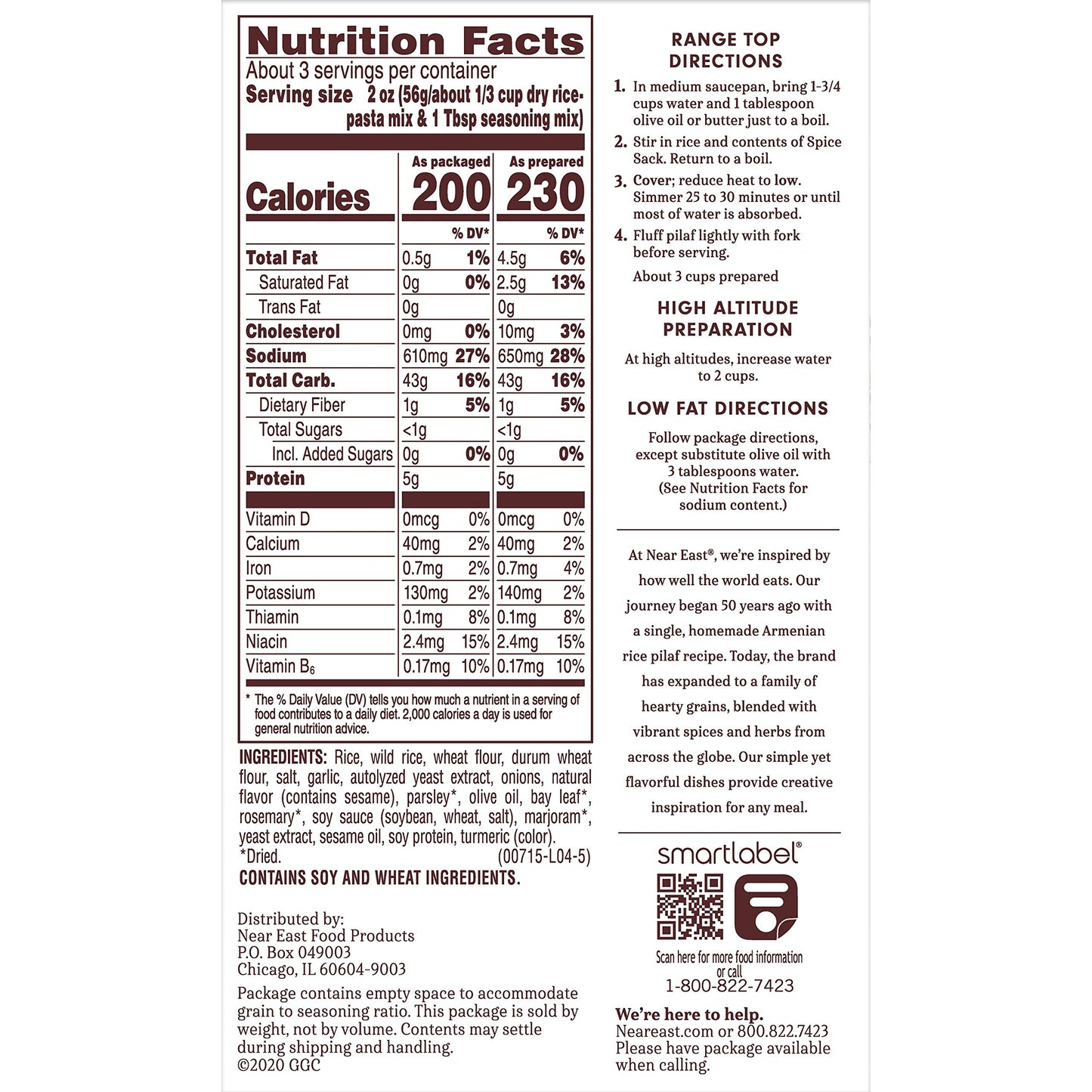 Near East Long Grain & Wild Rice Mix, Garlic & Herb, 5.9oz Box