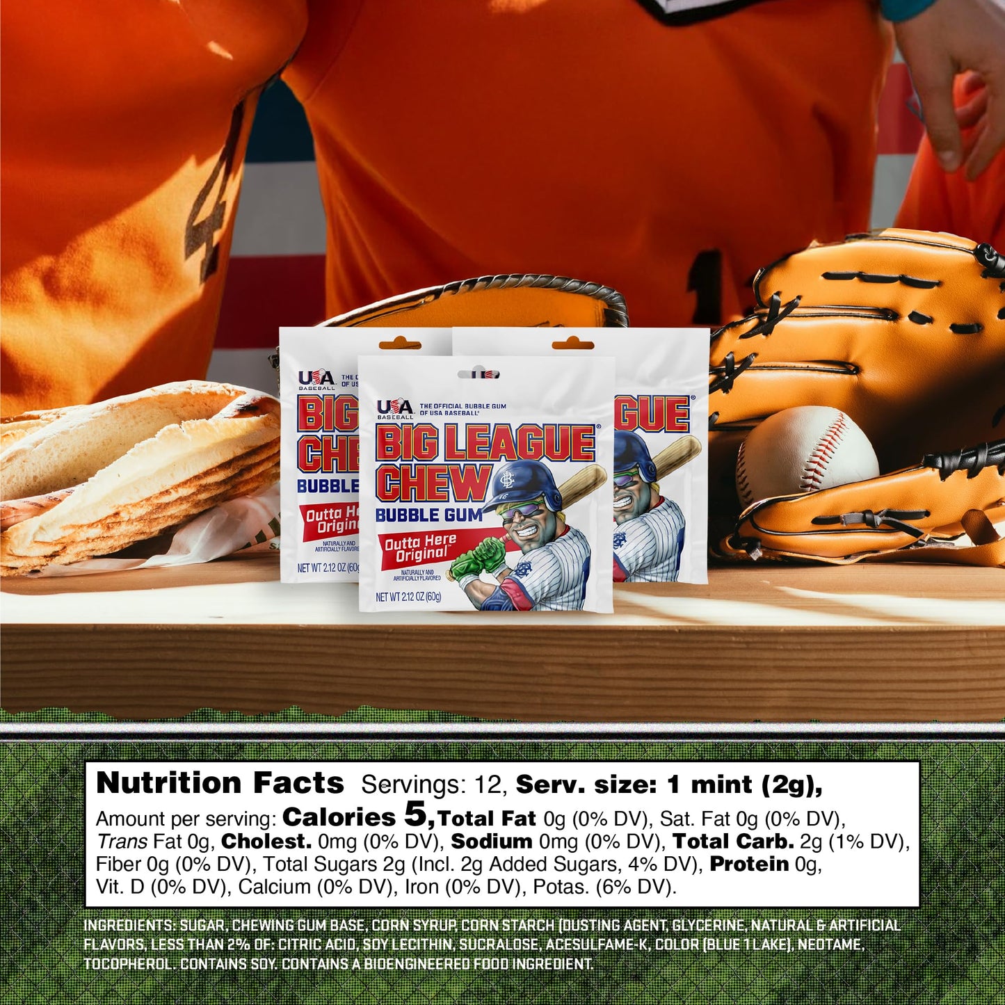 Big League Chew Original Bubble Gum 3-Pack - 2.12oz Packets - Original Baseball Gum - Big League Chew Baseball Candy Set for Treats, Party Favors