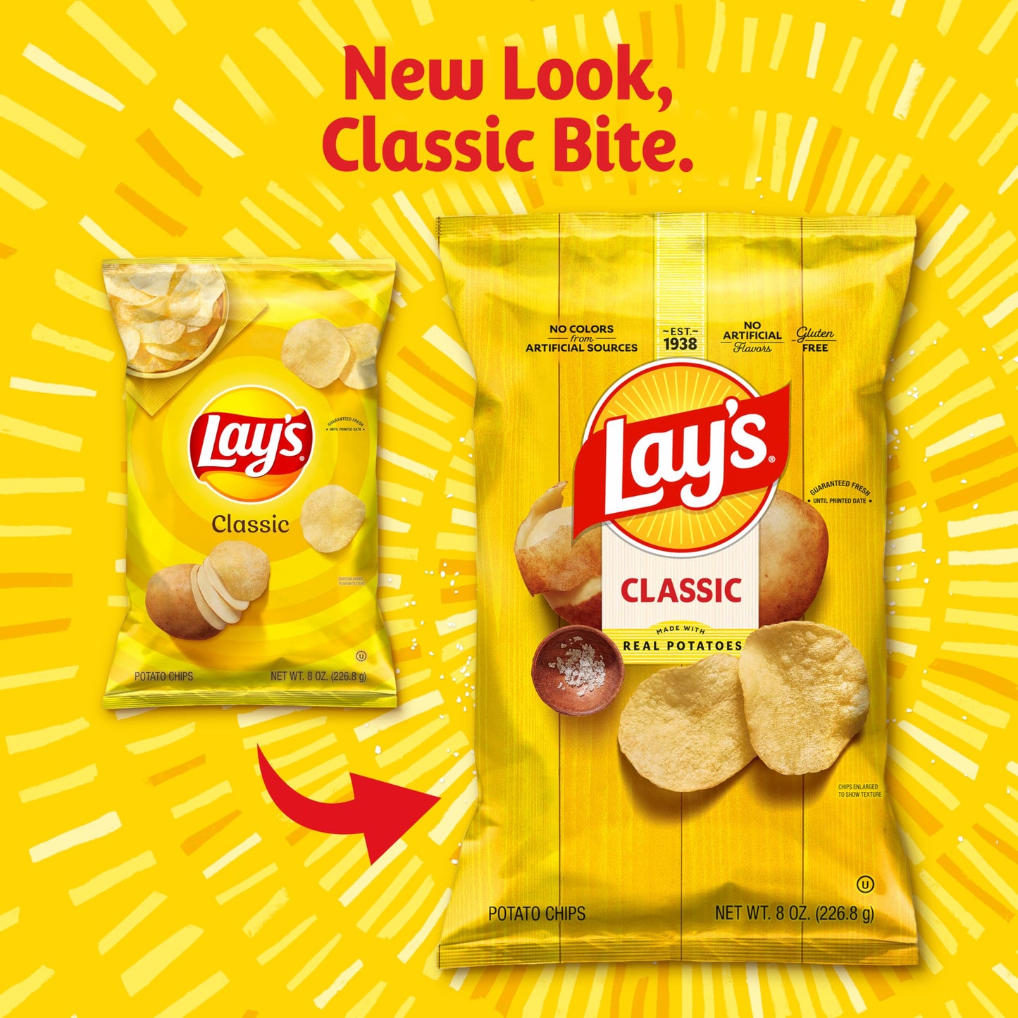 Lay's Potato Chips Classic Flavor Bag, 8 Oz