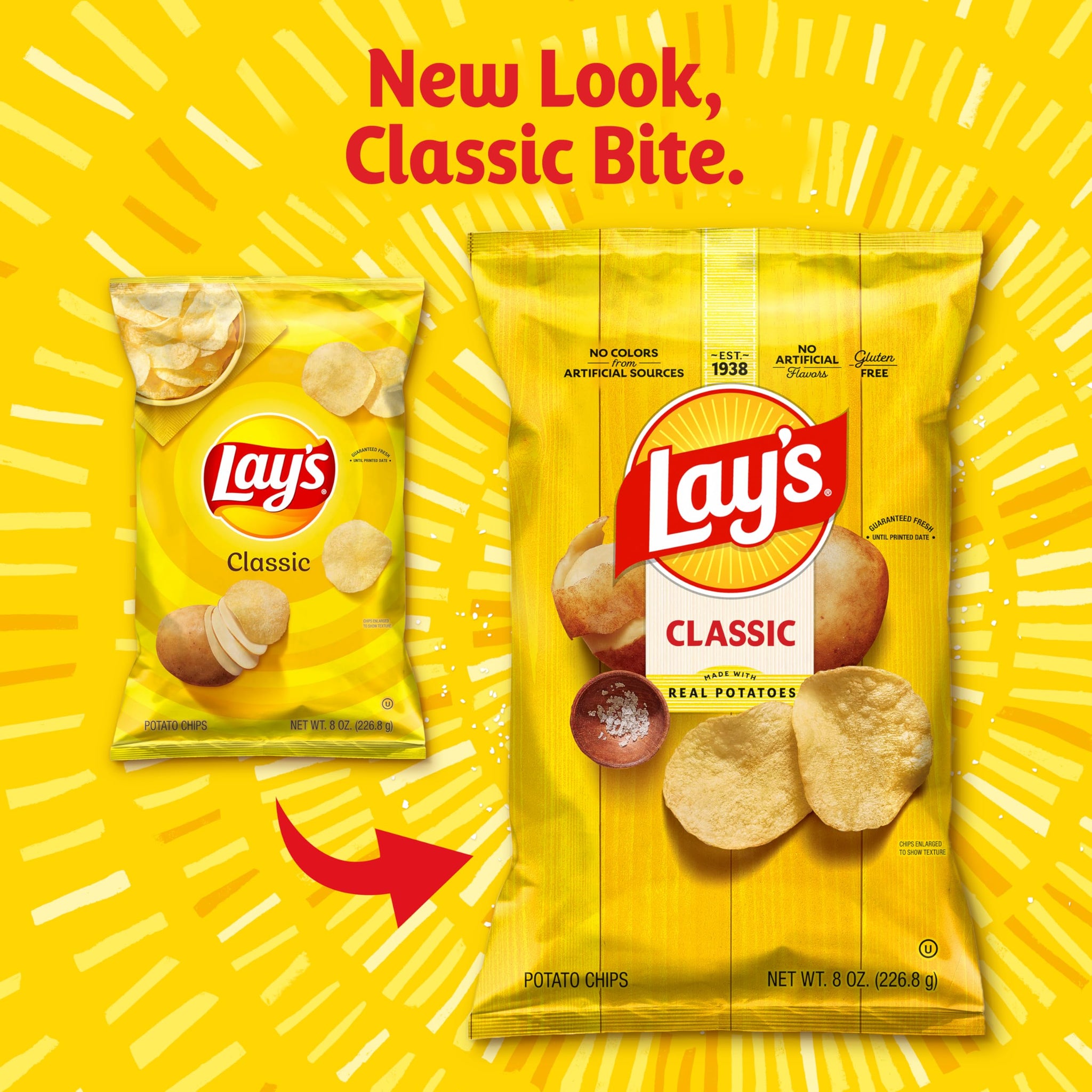 Lay's Potato Chips Classic Flavor Bag, 8 Oz
