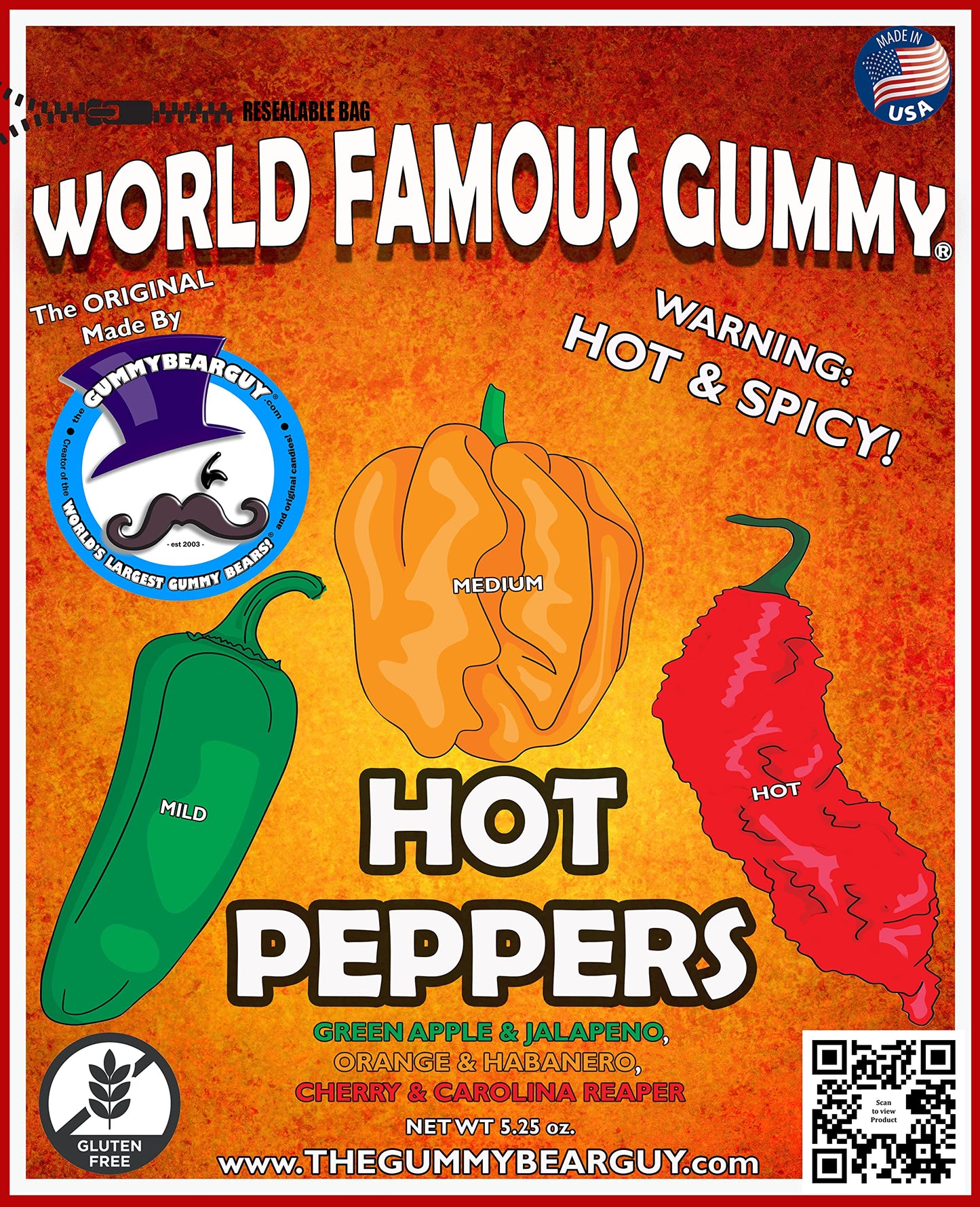 The Gummy Bear Guy (TM) | World Famous Gummy (TM) | HOT PEPPERS - 3 Pack