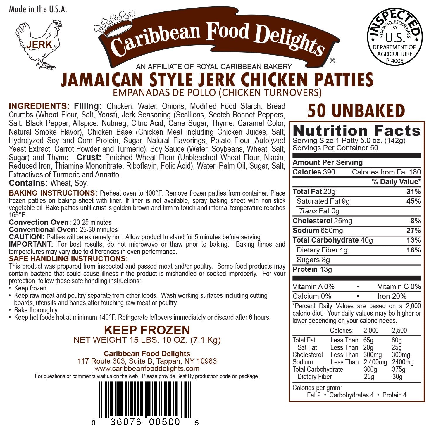 Jamaican Style Patties, Unbaked (Jerk Chicken, 2 Cases)