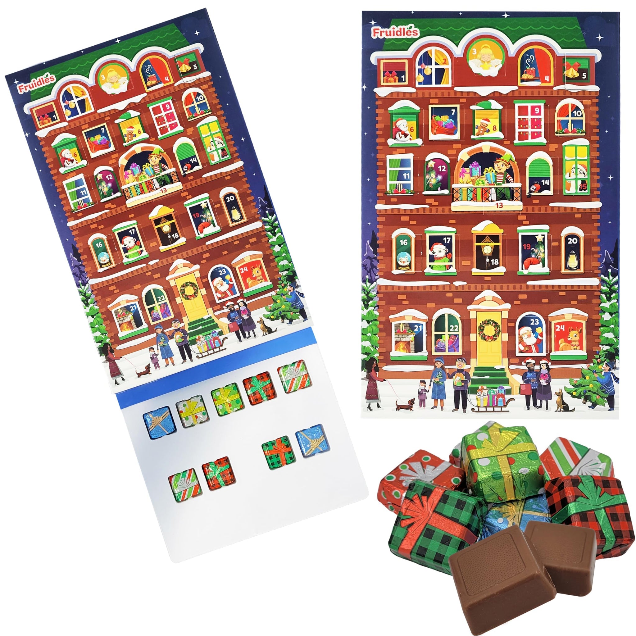 Fruidles Christmas Chocolate Advent Calendar, Christmas By the Creek, Christmas Calendar, 24 Pieces (2-Pack)