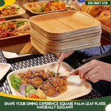 Eco Craft Stix 10 inch Square Palm Leaf Plates. Eco Friendly Dinnerware. Pack of 25 Plates. Eco-Friendly and Compostable Palm Plates. Sturdy