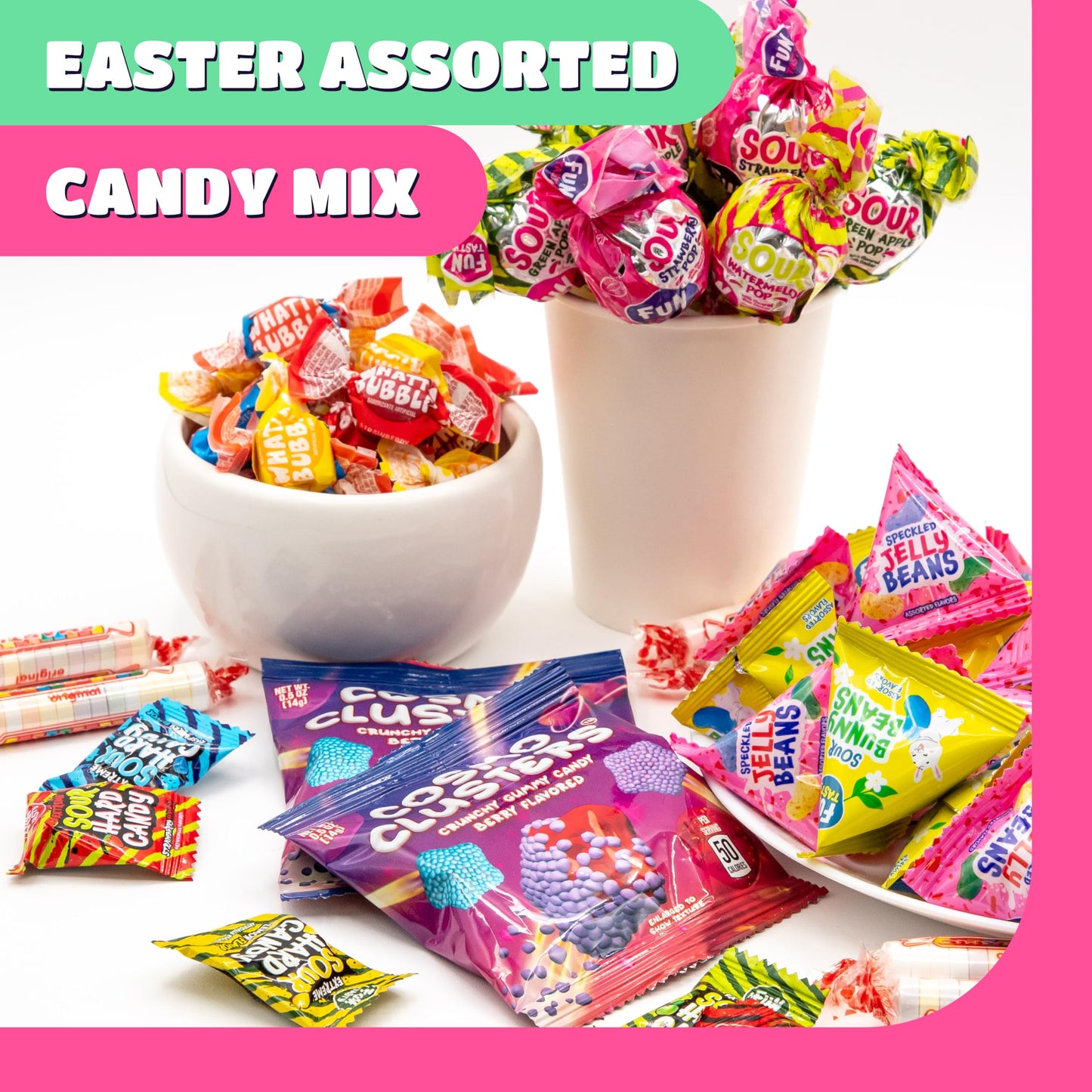 Assorted Party Candy - 2 Pound Pack - Candy for Goodie Bags & Holiday Buffets - Party Favors Individually Wrapped - Jelly Beans, Gum, Lollipops