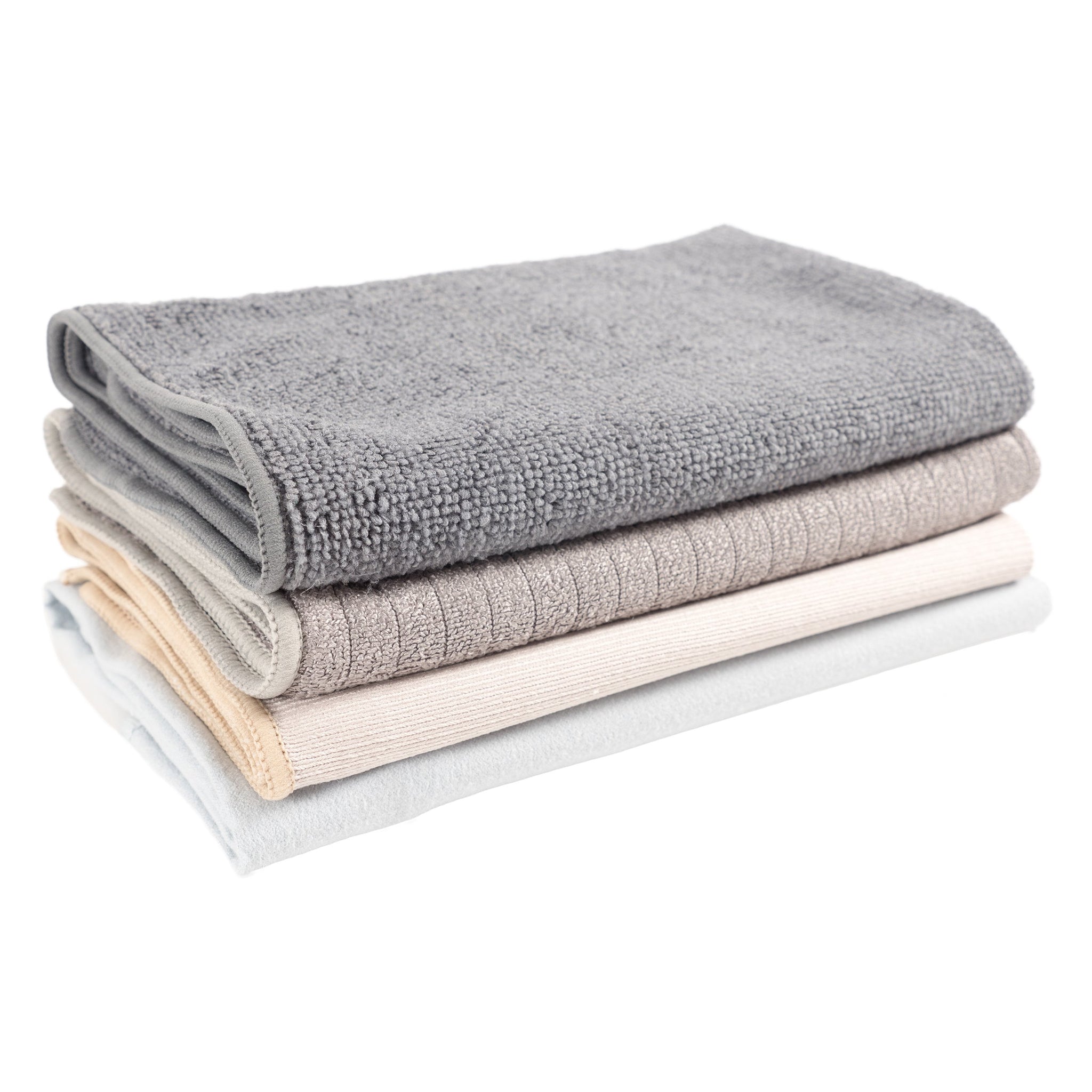 KAF Home Pantry Multipurpose Microfiber Textured Cleaning Cloth 4-Pack, 15 x 18-Inch, (1 Utility, 1 Stainless Steel, 1 Glass, 1 Wood)