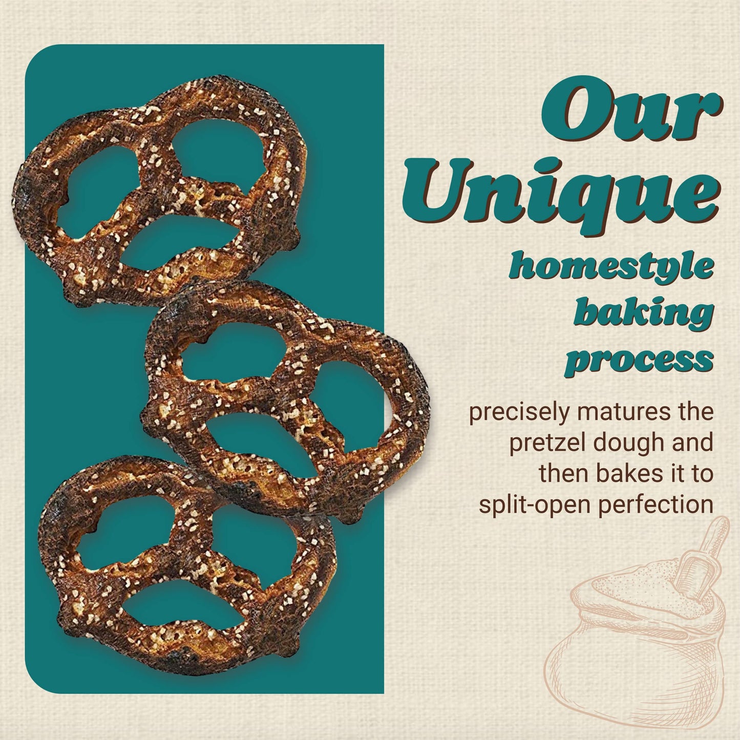 Unique Snacks Extra Dark Splits Pretzels, Original Split-Open Pretzels, Delicious Homestyle Baked Snack Bag, Vegan, OU Kosher, and Non-GMO Food, No