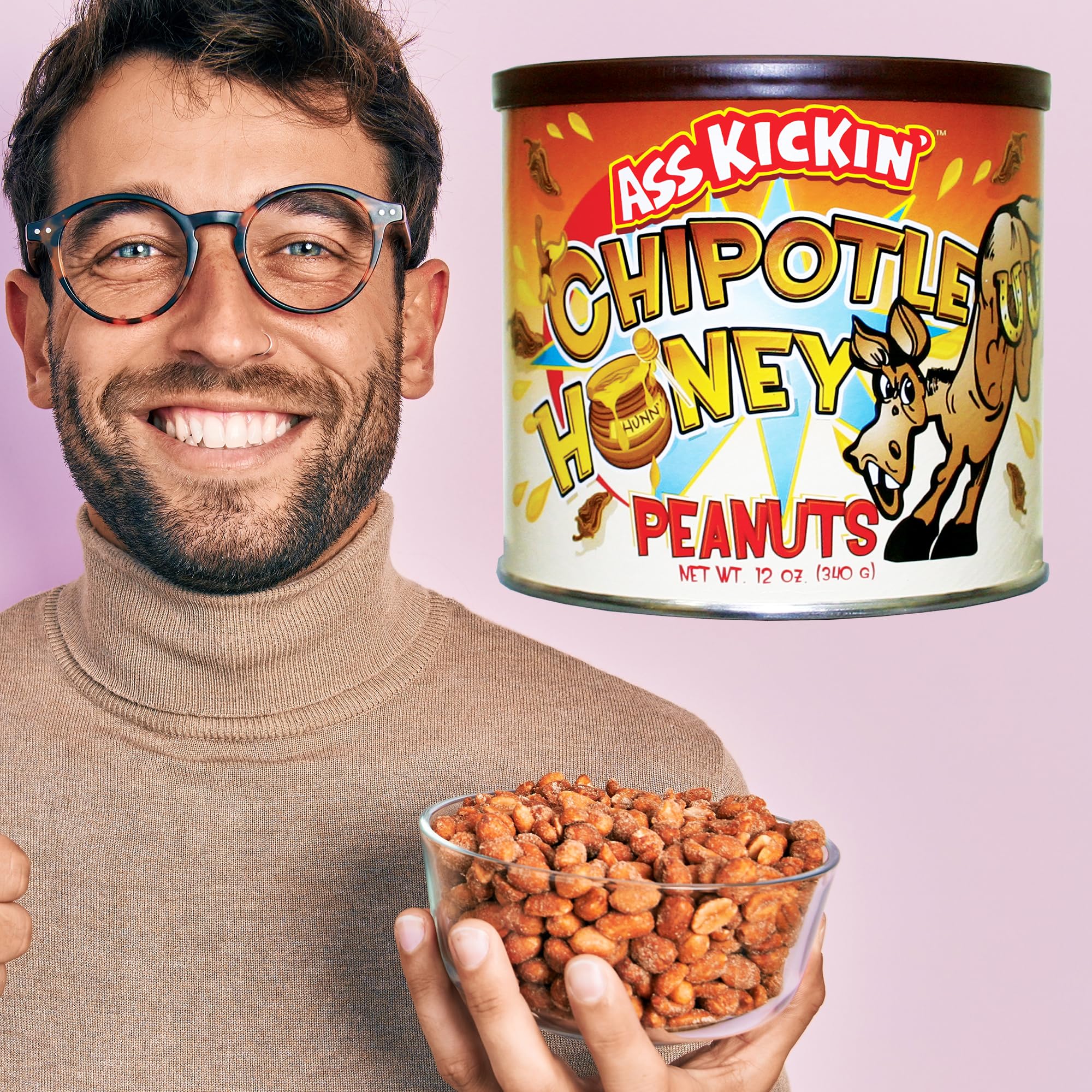 ASS KICKIN’ Chipotle Honey Roasted Spicy Hot Peanuts - 12 Oz. - Ultimate Spicy Gourmet Gift Peanuts