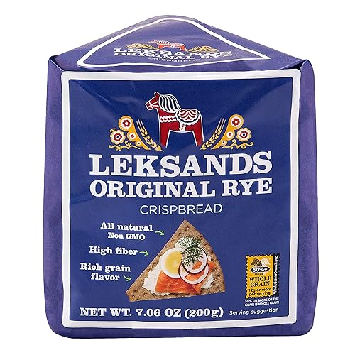 Leksands Swedish Whole Grain Rye Crispbread - Traditional Scandinavian Crispbread Crackers, Non-GMO, Fat Free, 100% Whole Grain
