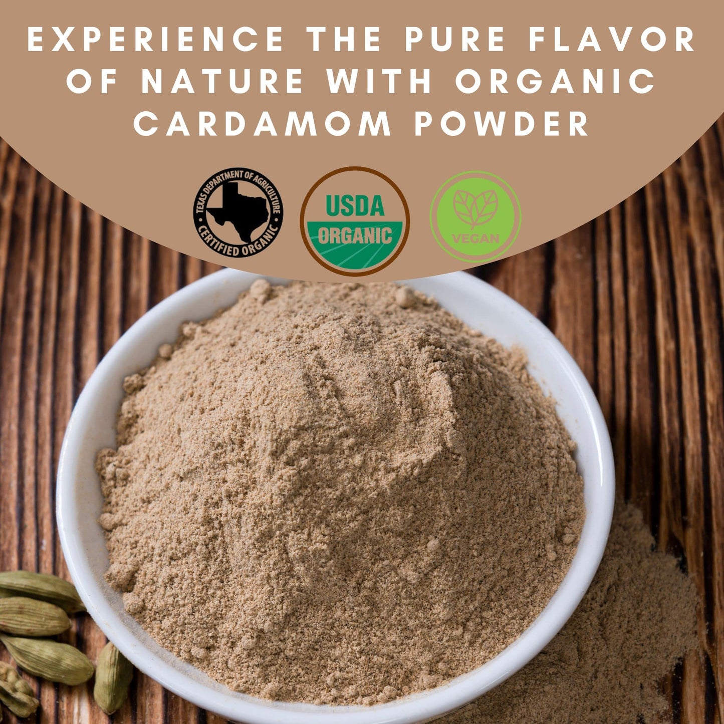 SPICY ORGANIC Cardamom Powder for Culinary Delights - Bulk Pack 15 LBS (240 oz) - Perfect for Flavoring Coffee, Baking, and Cooking - USDA Organic