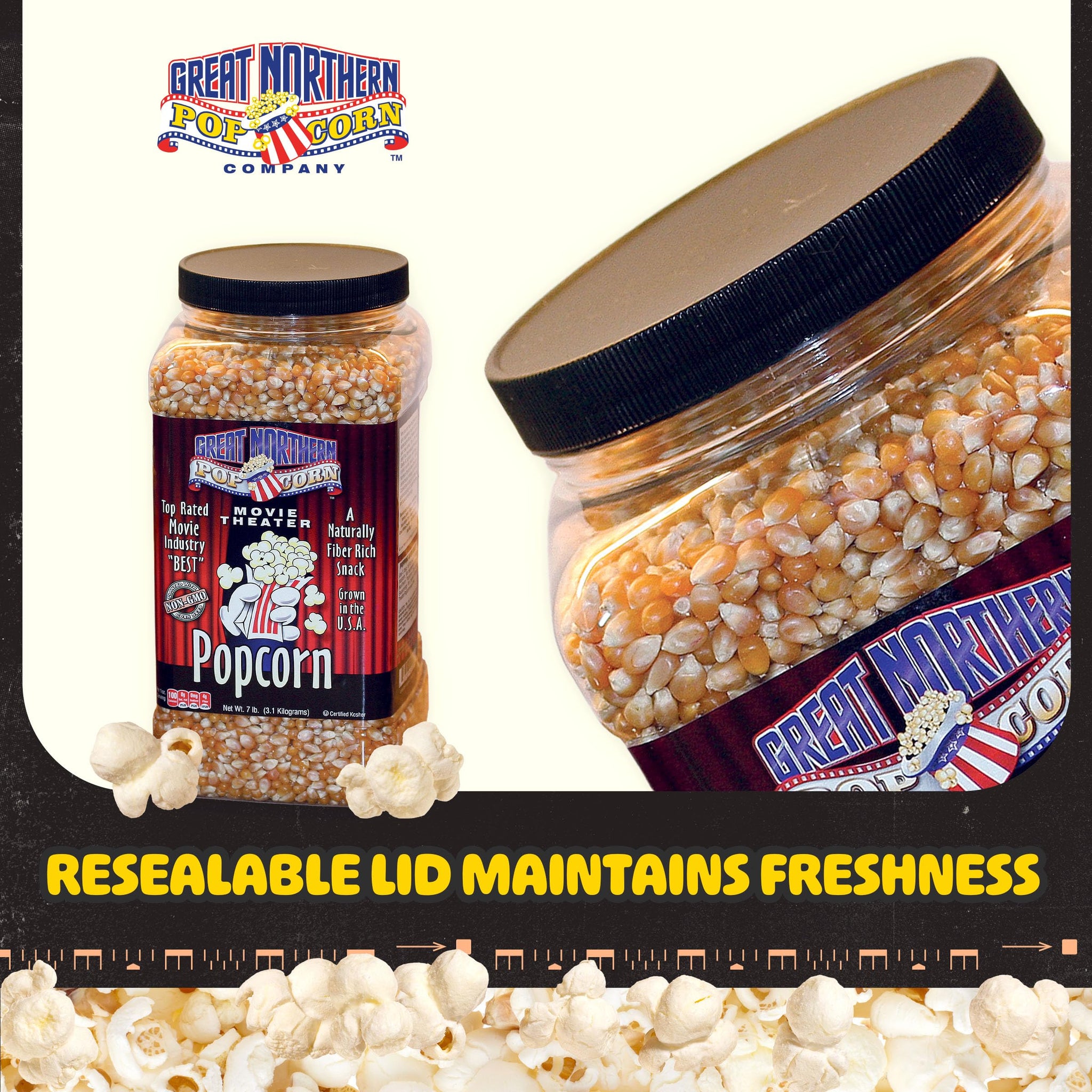 Yellow Popcorn Kernels Bulk Resealable 7lb Jug - Non-GMO Premium Gourmet Popcorn Kernels for Popping in Microwave, Stovetop, or Machine by Great