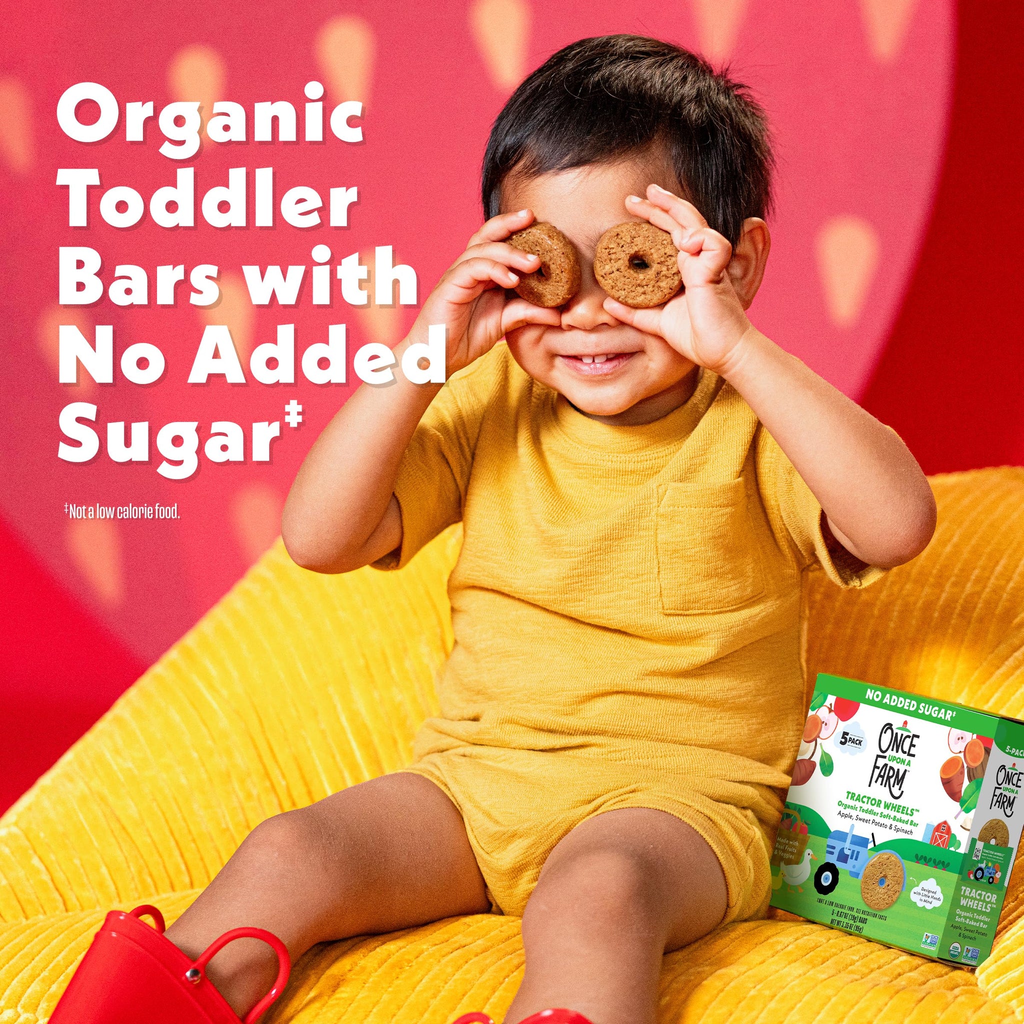 Once Upon a Farm Organic Tractor Wheels Toddler Bar, Apple, Sweet Potato & Spinach