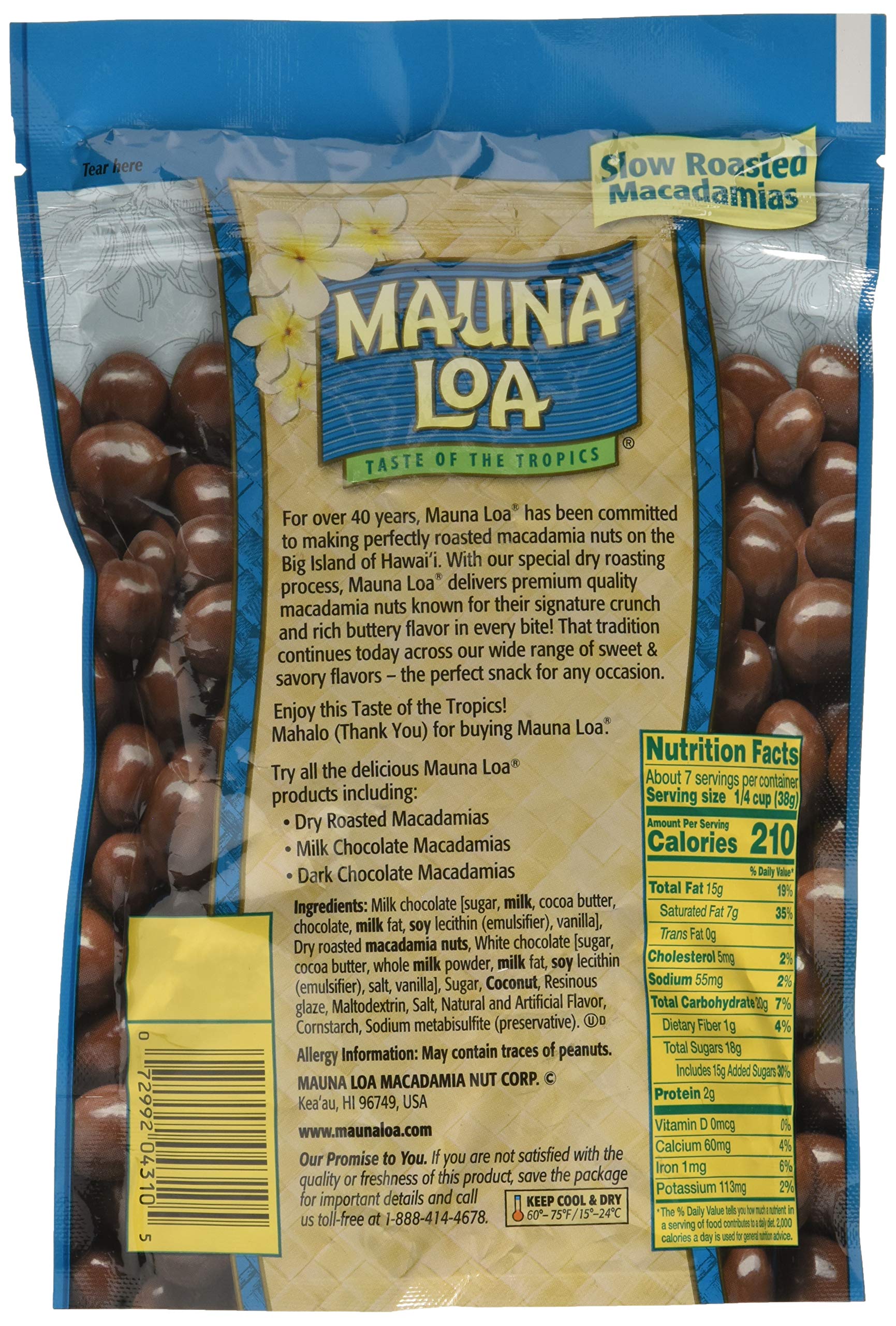 Mauna Loa Premium Hawaiian Roasted Macadamia Nuts, Milk Chocolate Coconut Flavor, 10 Oz Bag (Pack of 1)