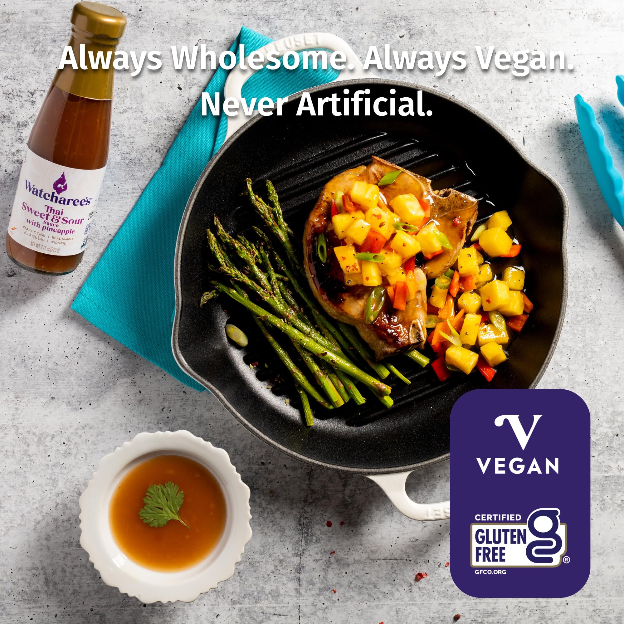 Watcharee's Thai Sweet & Sour Sauce with Pineapple, Gluten Free, Vegan, Authentic Stir Fry, Dressing, Rice Seasoning, Condiment & Dipping Sauce - 7.75
