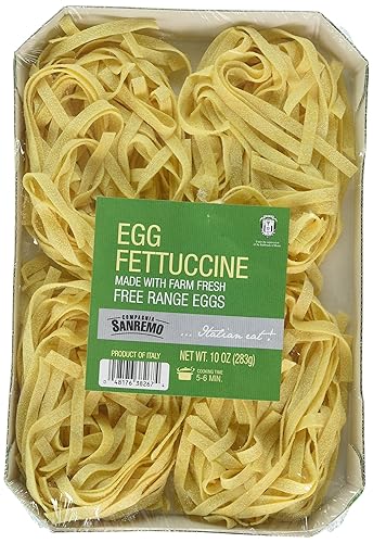 Compagnia Sanremo Pasta San Remo Italian Egg Fettucine Pasta - Non-Gmo, Free Range Egg Traditional Fettucine - 10 Oz (Pack Of 1) - Product Of Italy