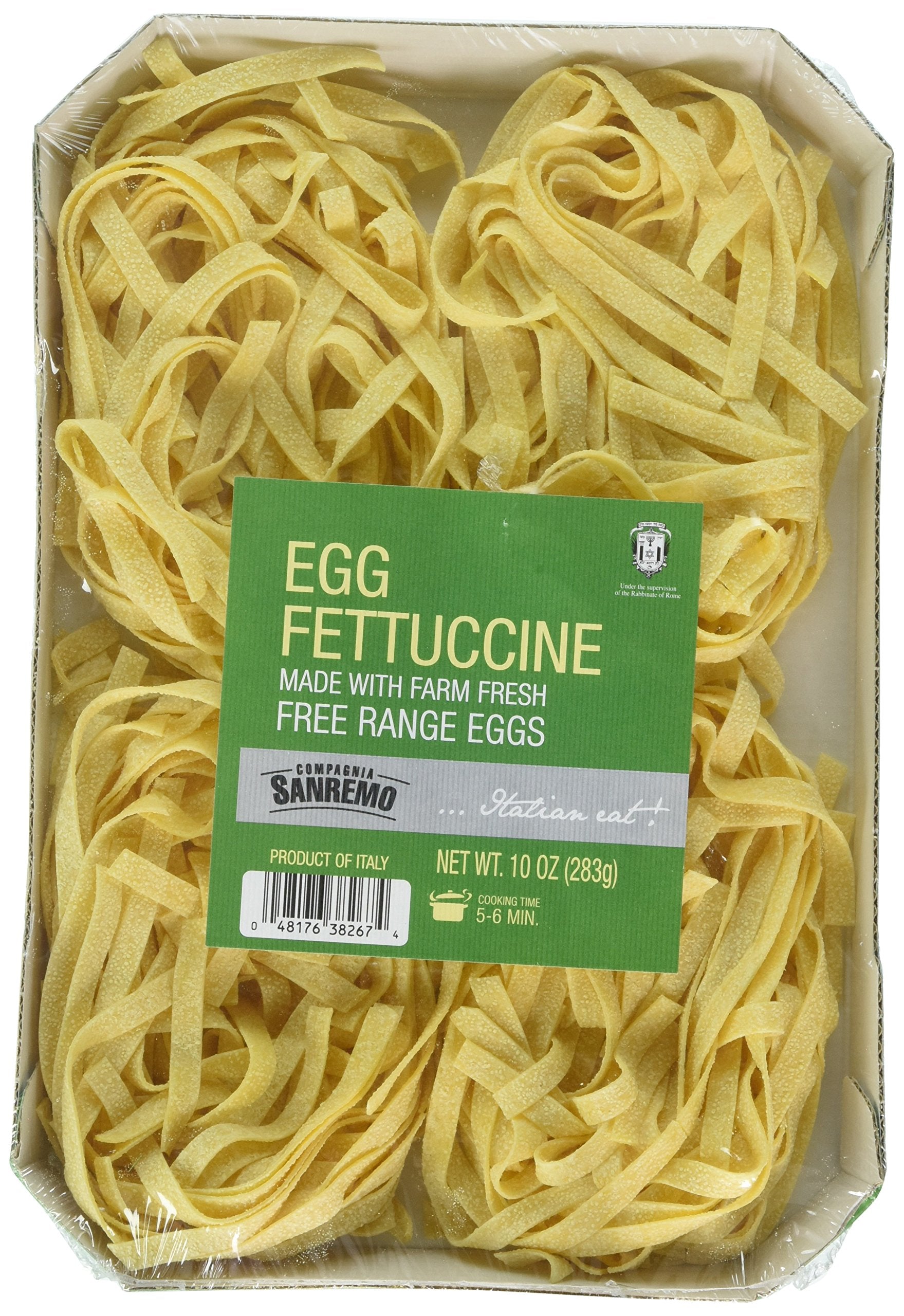 Compagnia Sanremo Pasta San Remo Italian Egg Fettucine Pasta - Non-Gmo, Free Range Egg Traditional Fettucine - 10 Oz (Pack Of 1) - Product Of Italy