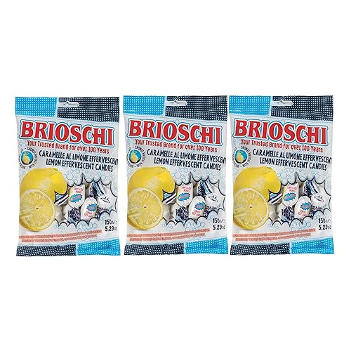 Brioschi Lemon Flavored Effervescent Fizzy Digestive Italian Candies, 5.29 oz (Pack of 3) bags