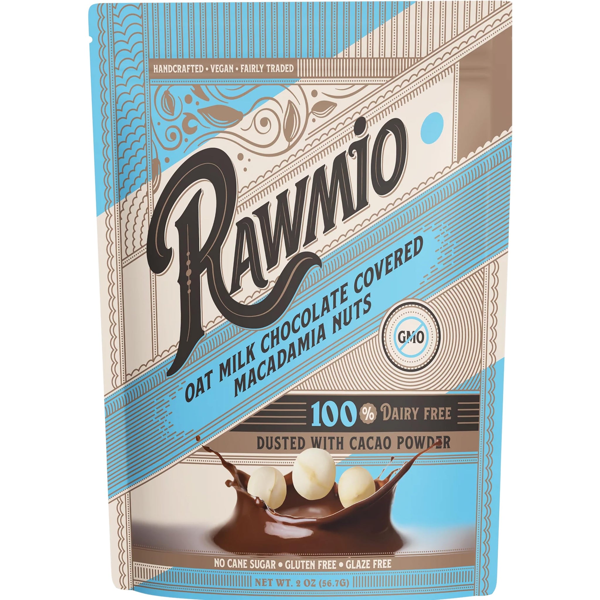 Rawmio Oat Milk Chocolate Covered Macadamia - Organic, Raw, Vegan, Gluten-Free - 2 Packs, 2 oz.