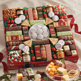 2 Holiday Gift Boxes - The Swiss Colony 43 Season Pleasers - Assorted Summer Sausage Meats, Mini Meat Sticks, Cheese Bricks and Wedges, Candies