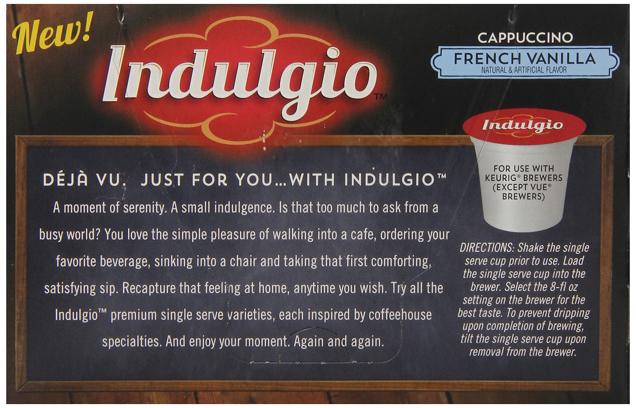 Indulgio Cappuccino, French Vanilla, 12-Count Single Serve Cup for Keurig K-Cup Brewers