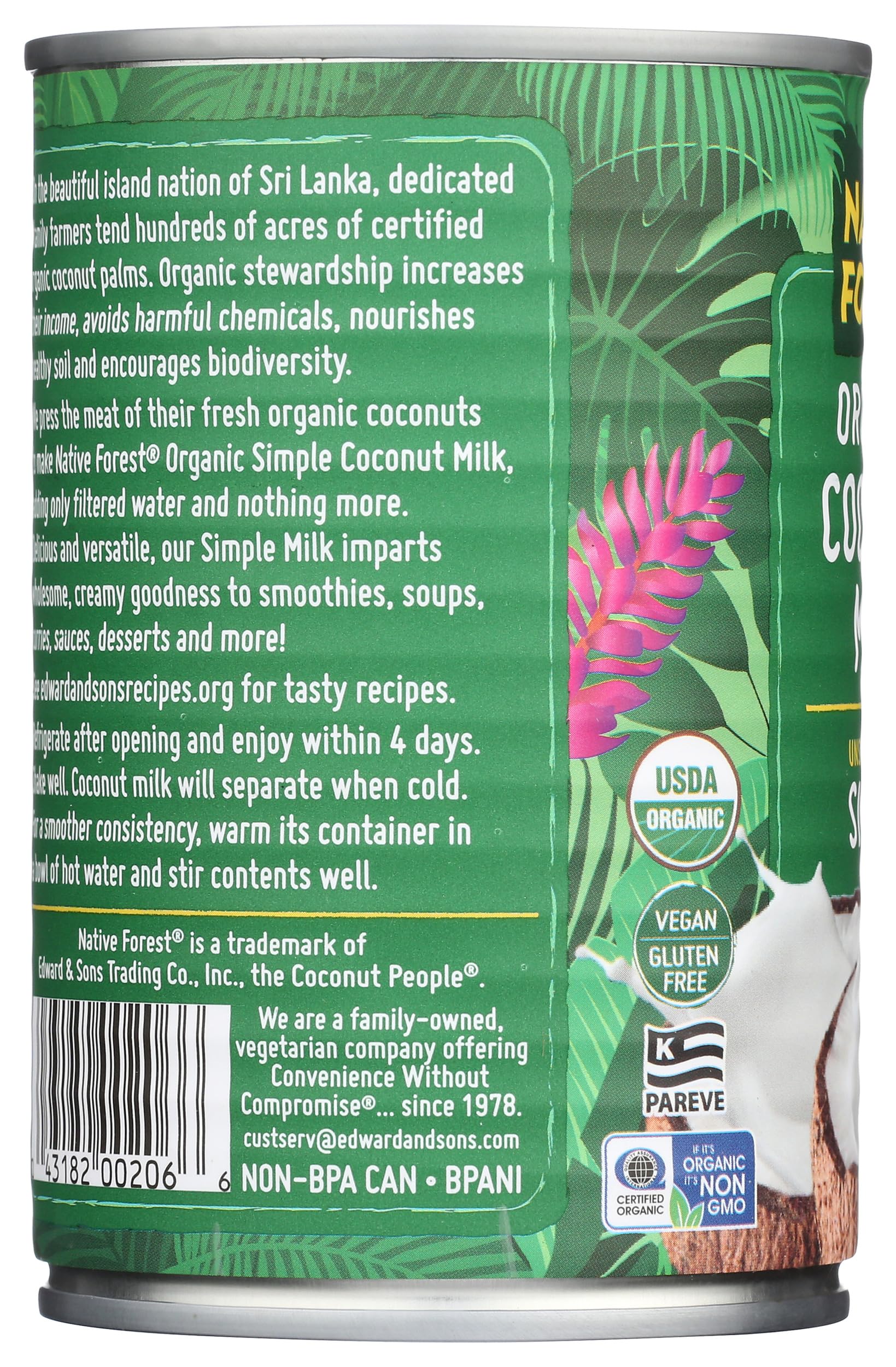 Native Forest Organic Coconut Milk Unsweetened - Unsweetened Coconut Milk Canned & Organic, Simple, Vegan, Gluten Free, Non-GMO, No Guar - 13.5 Fl Oz (Pack of 1)