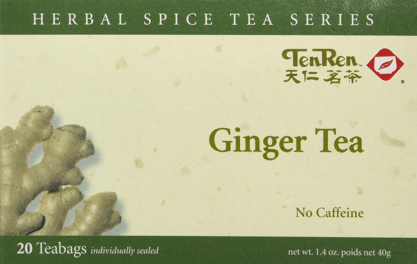 Ten Ren Ginger Tea, Caffeine Free, Tea Bag Collection, 20 Bags