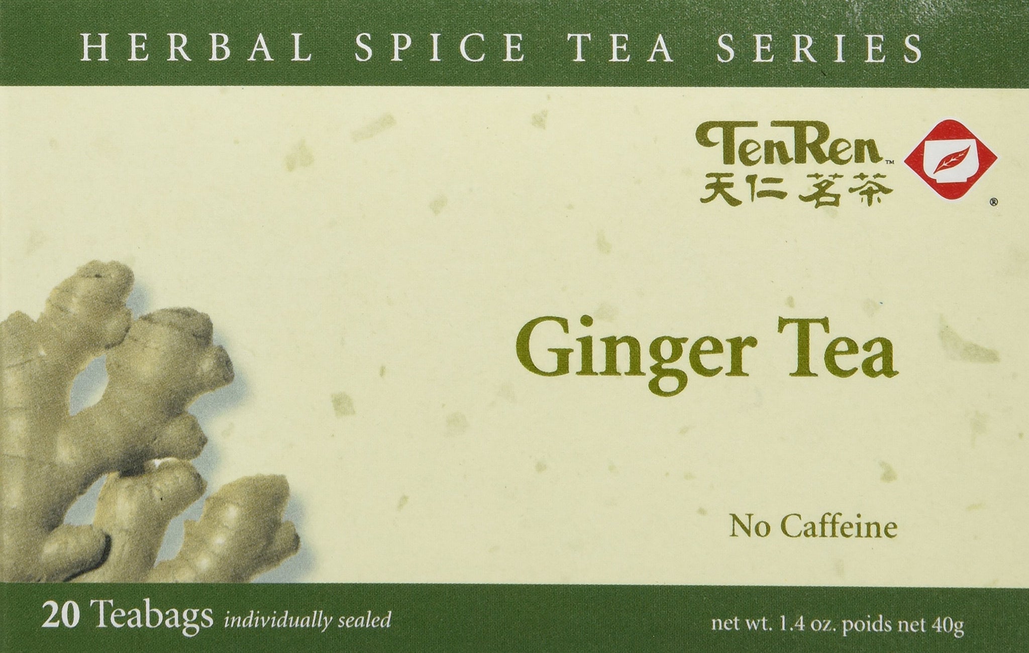 Ten Ren Ginger Tea, Caffeine Free, Tea Bag Collection, 20 Bags