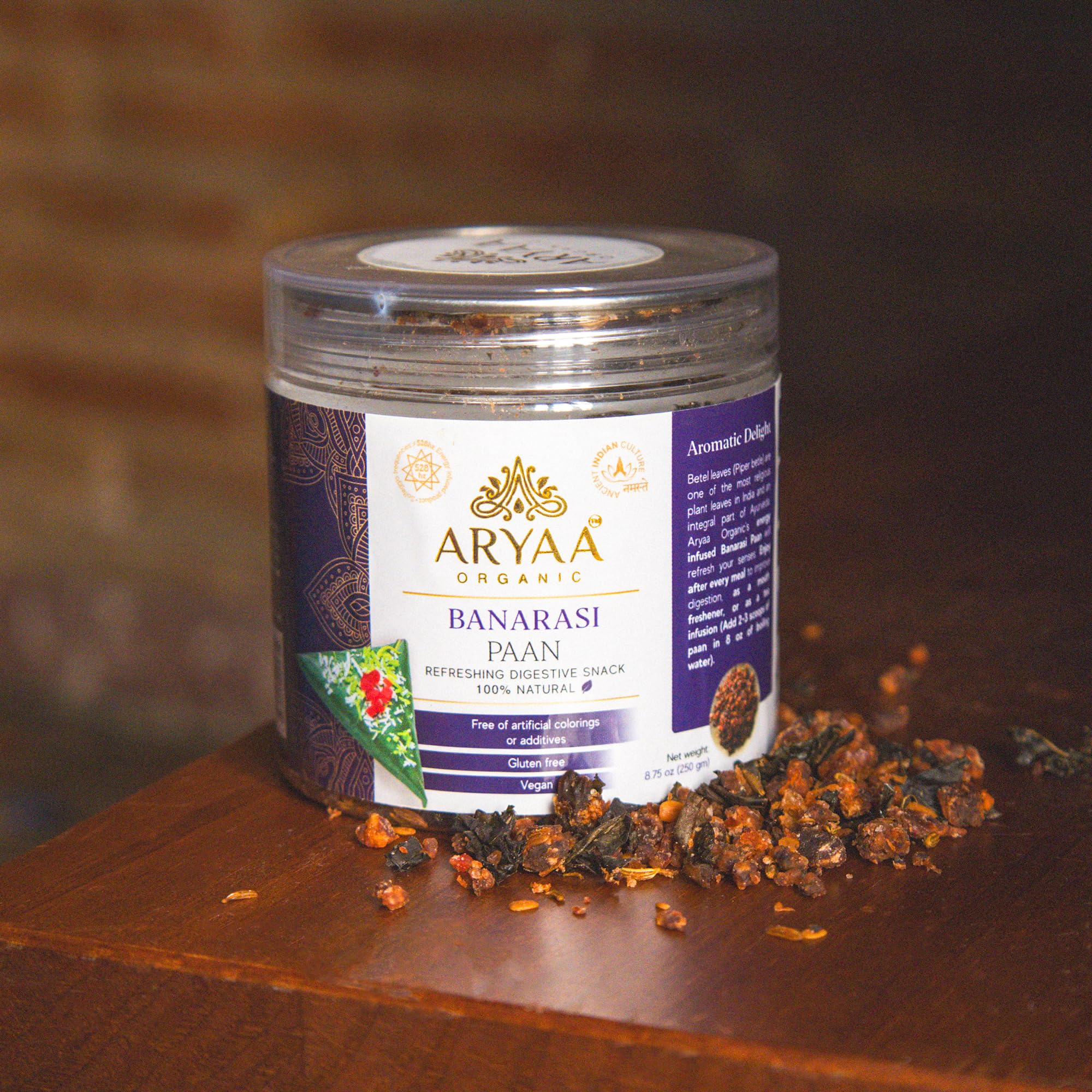 Aryaa Organic Banarasi Paan l 8.75oz (250gm) Herbal Tea & Digestive Snack | | Shredded l 100% Natural, Vegan, Gluten-Friendly | Non-GMO | Authentic