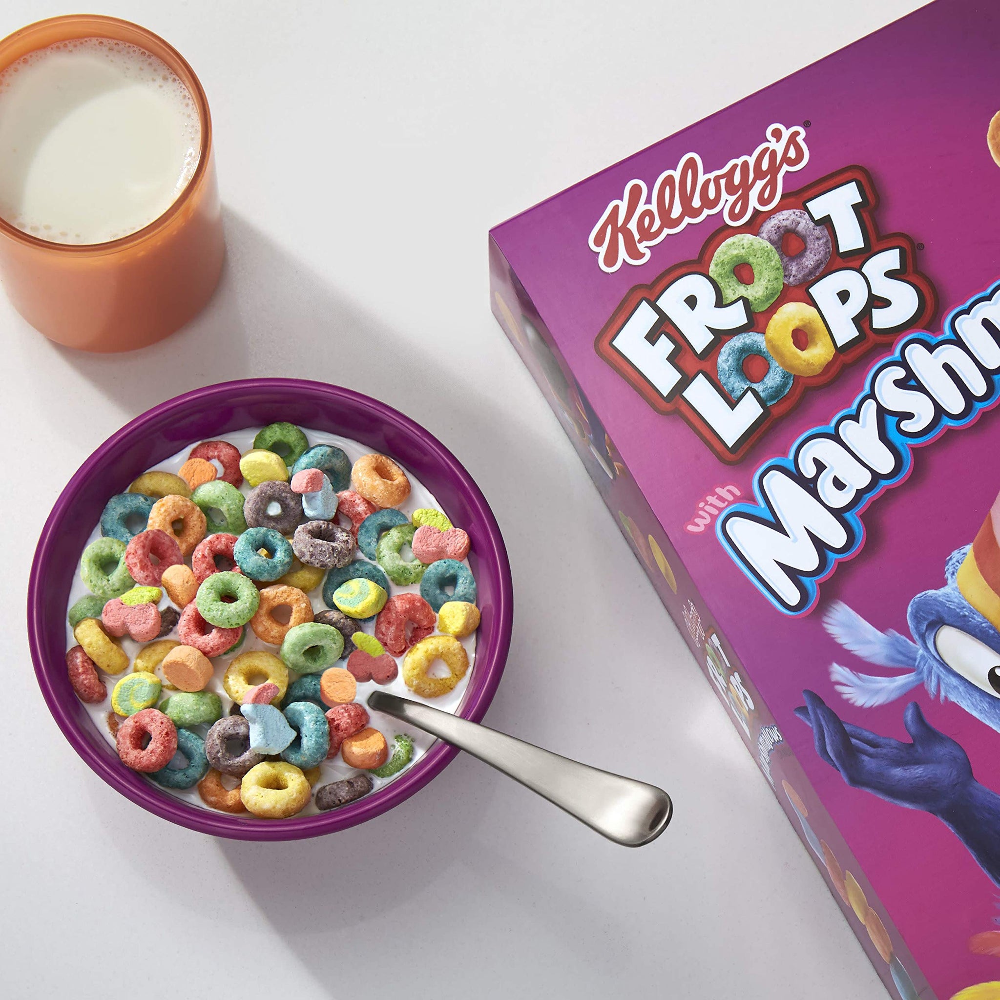 Froot Loops Kellogg’s Froot Loops Breakfast Cereal with Fruity Shaped Marshmallows, Low Fat, 10.5 oz Box(Pack of 16)