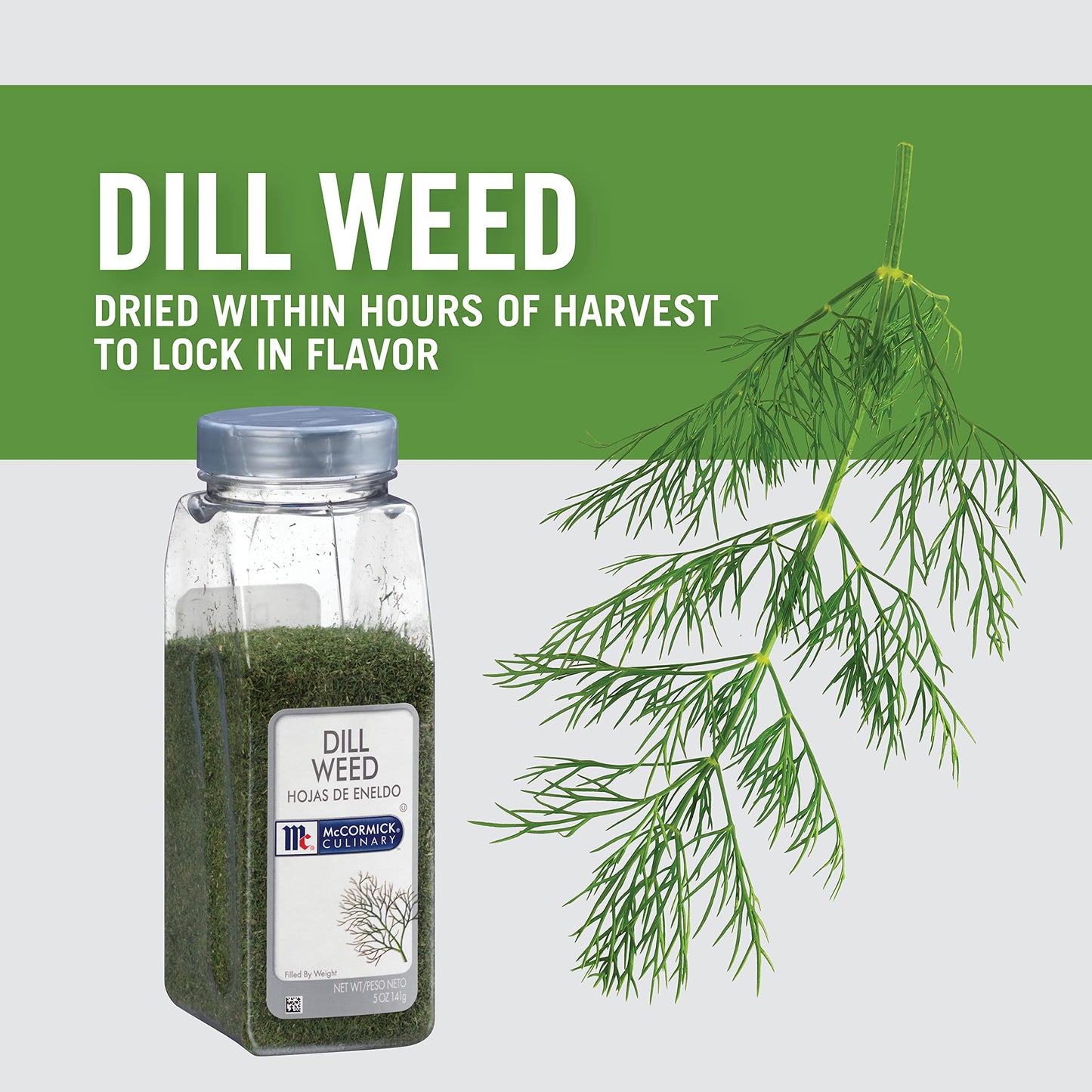 McCormick Culinary Dill Weed, 5 oz - One 5 Ounce Container of Dried Dill Weed Seasoning For Back of House Use, Best in Stuffings, Dips, Soups, Seafood