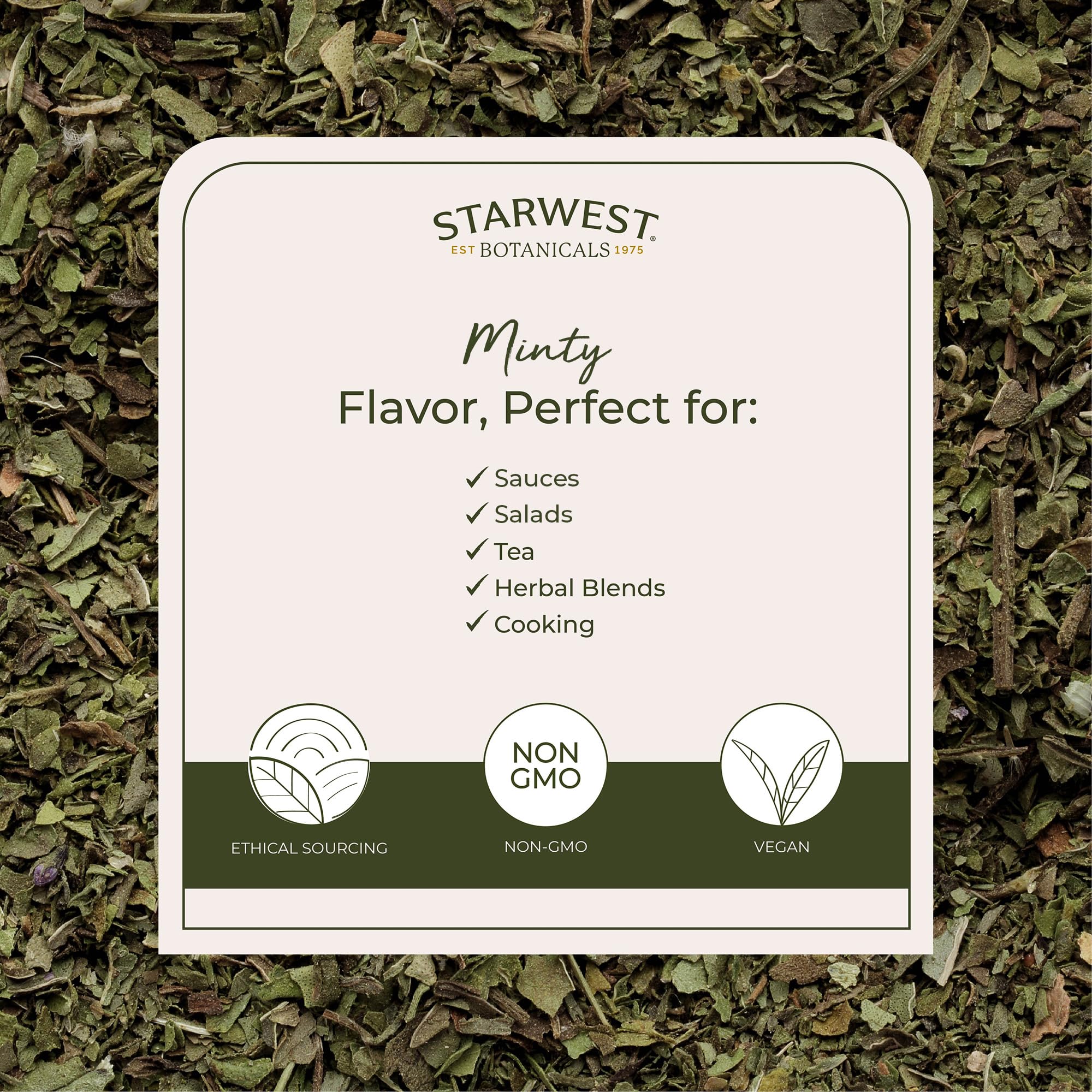 Starwest Botanicals Spearmint Leaves - Loose Leaf Herb for Tea, Dried Spearmint Leaf for Herbal Blends, Cut & Sifted, Certified Kosher - Bulk 1 lb Bag