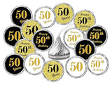 50th Birthday Kisses Stickers, (Set of 324) Chocolate Drops Labels for 50th Birthday, Party Favors Decor for Kisses. Made in USA, 9 Designs (36