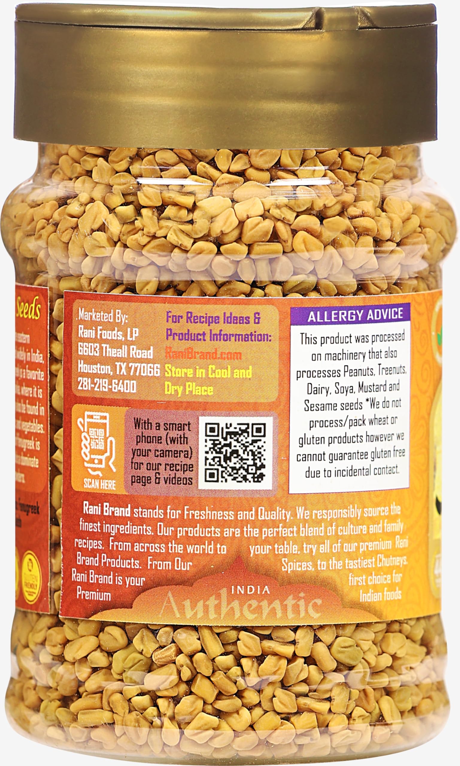 Rani Fenugreek (Methi) Seeds Whole 5oz (141g) PET Jar, Trigonella foenum graecum ~ All Natural | Vegan | Gluten Friendly | Non-GMO | Kosher | Indian